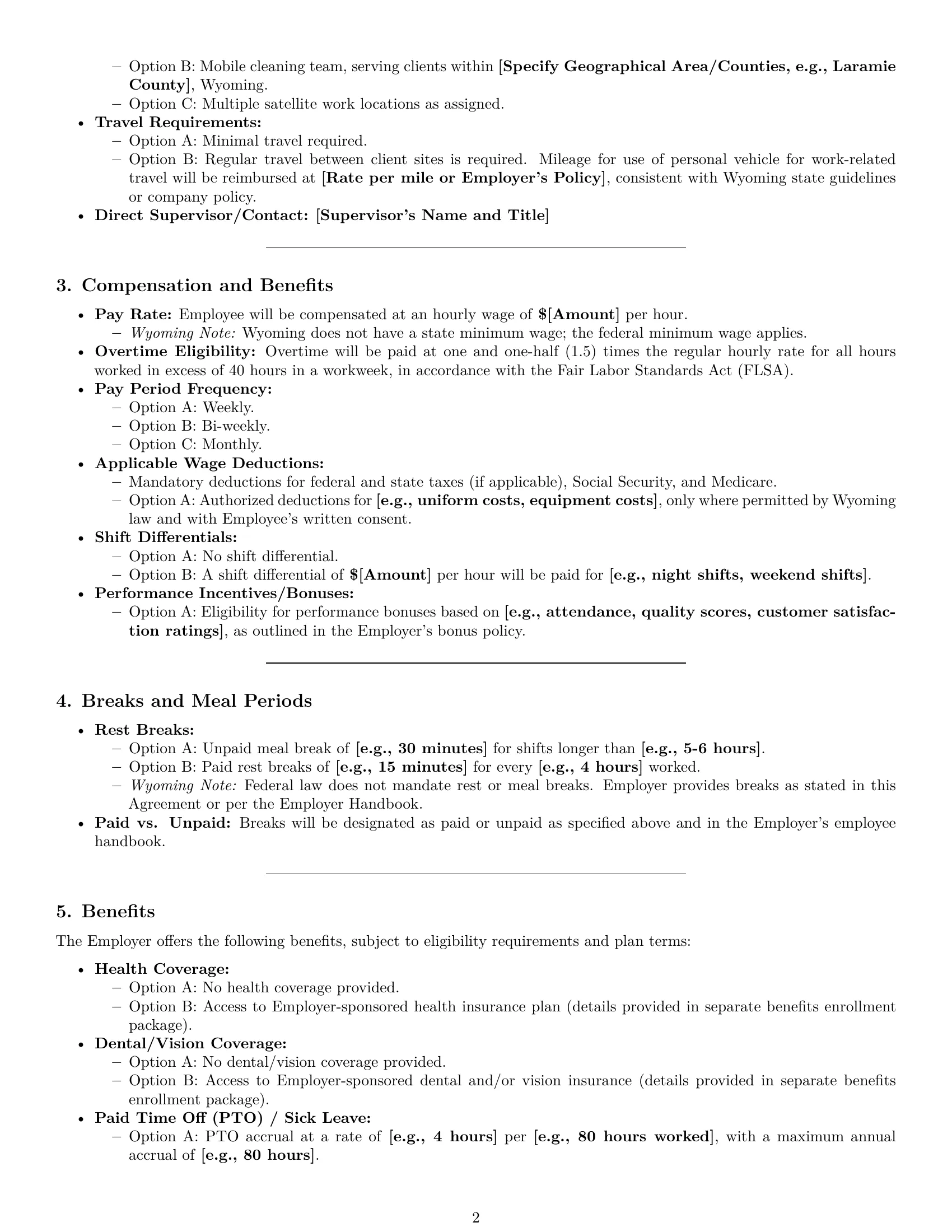 Preview page 2 of Pro Wyoming cleaner employment contract template