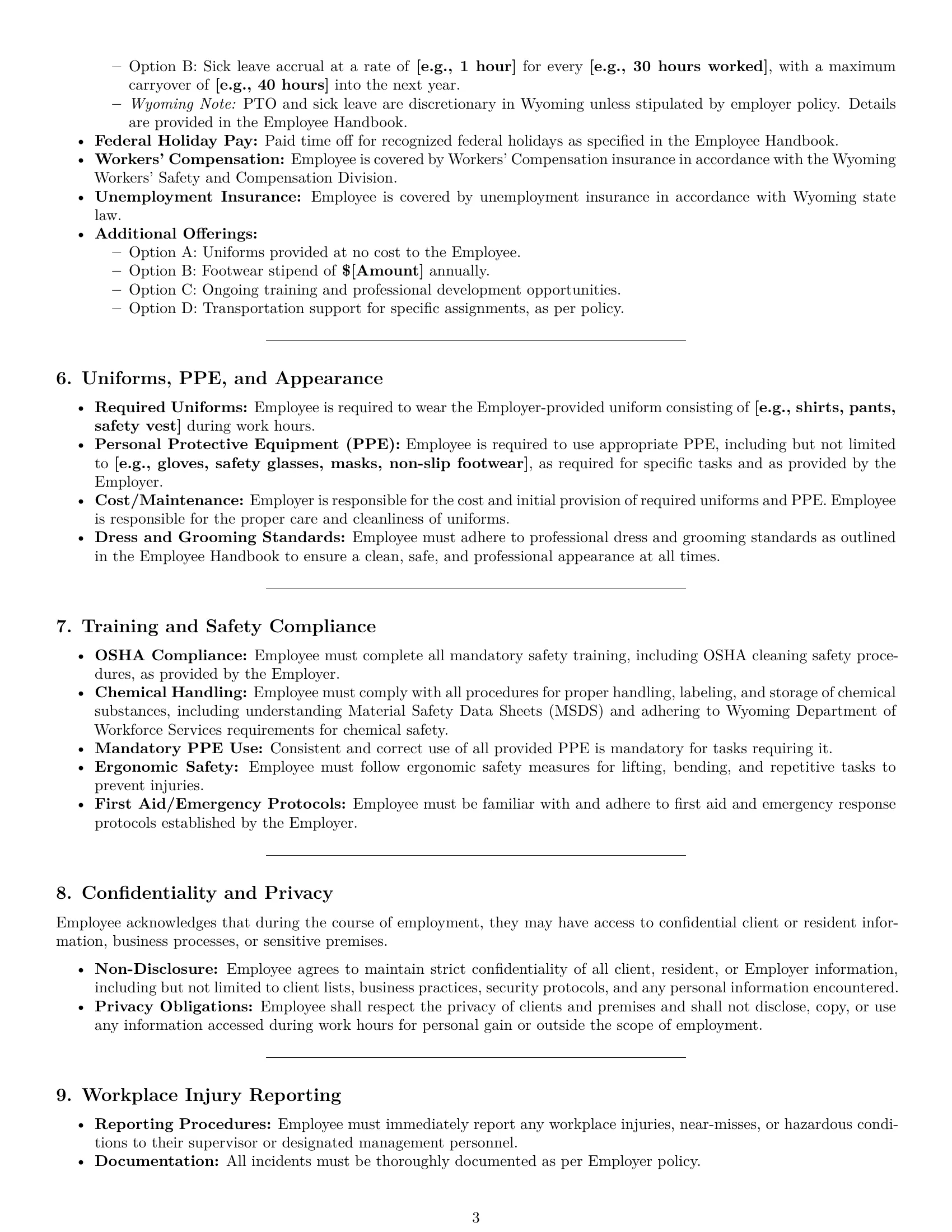Preview page 3 of Pro Wyoming cleaner employment contract template