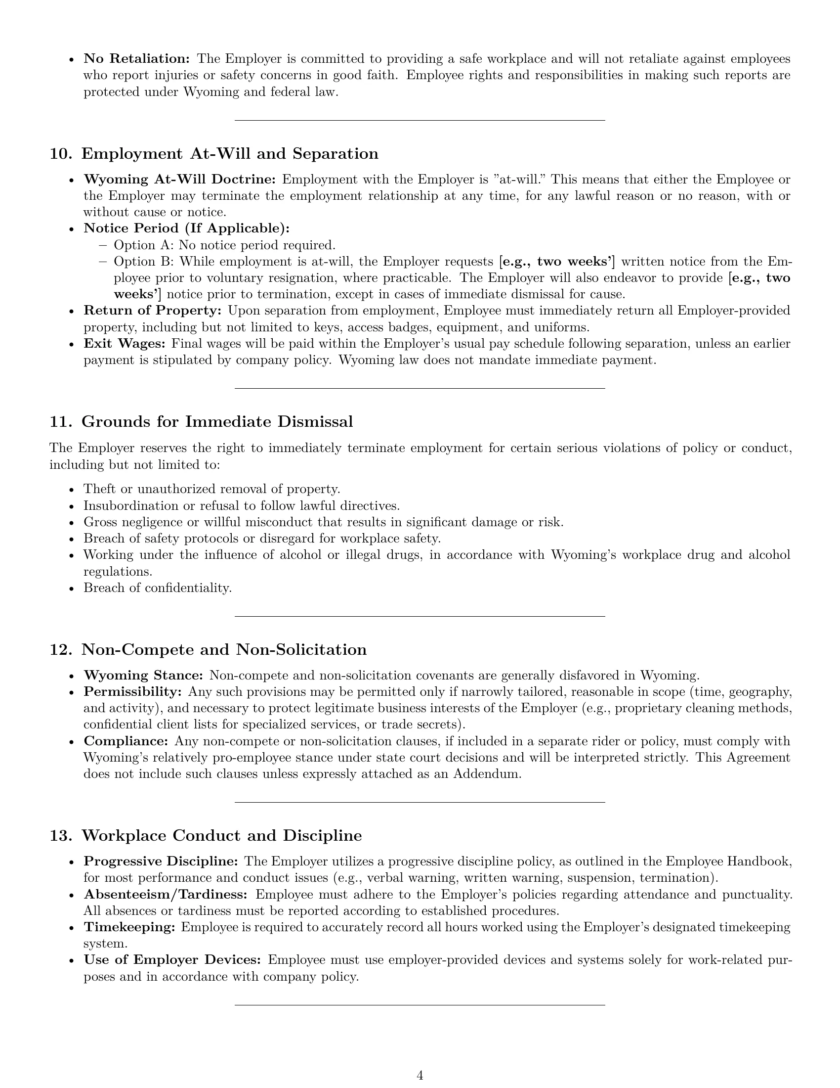 Preview page 4 of Pro Wyoming cleaner employment contract template