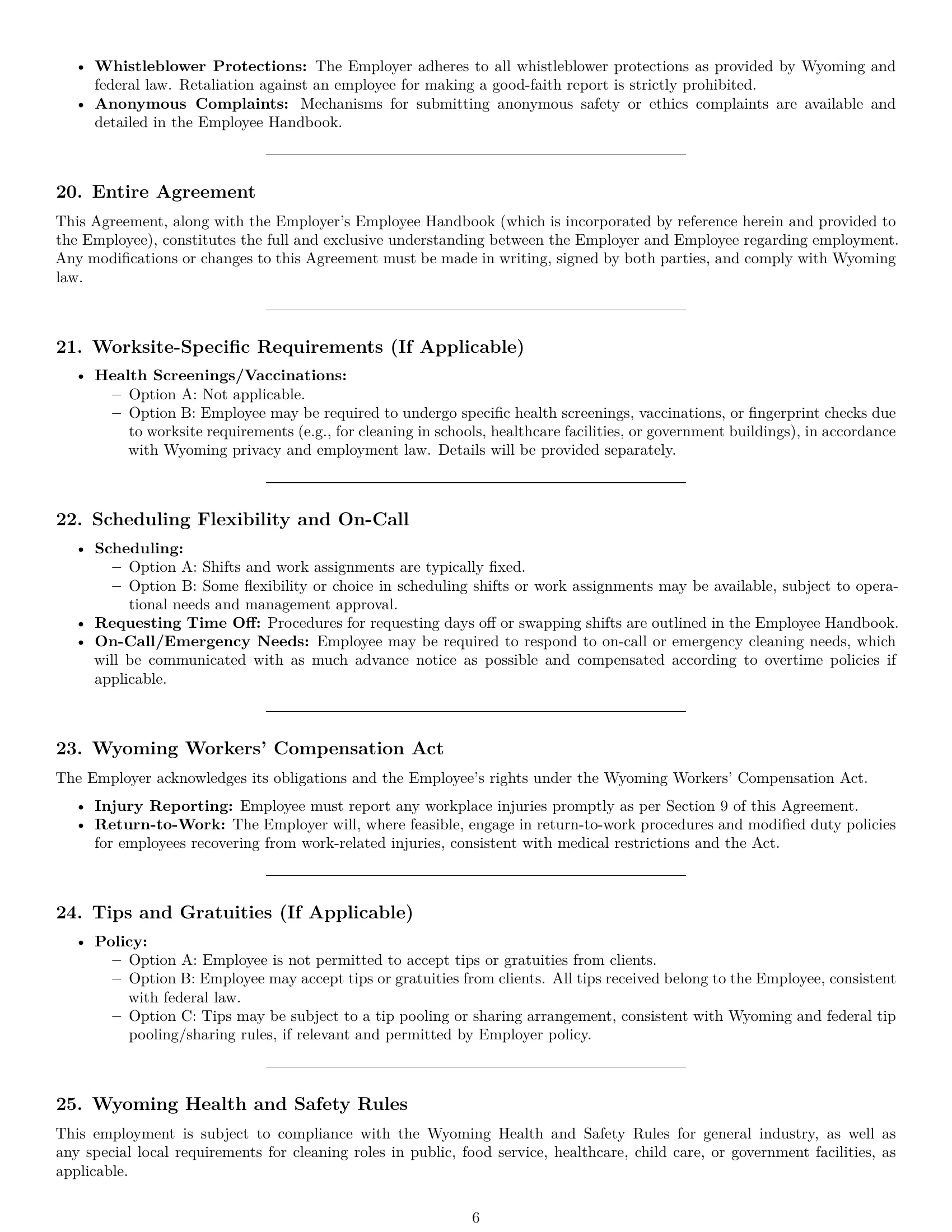 Preview page 6 of Pro Wyoming cleaner employment contract template