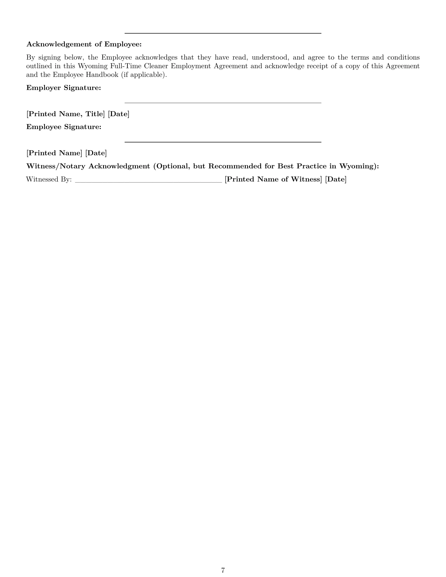 Preview page 7 of Pro Wyoming cleaner employment contract template