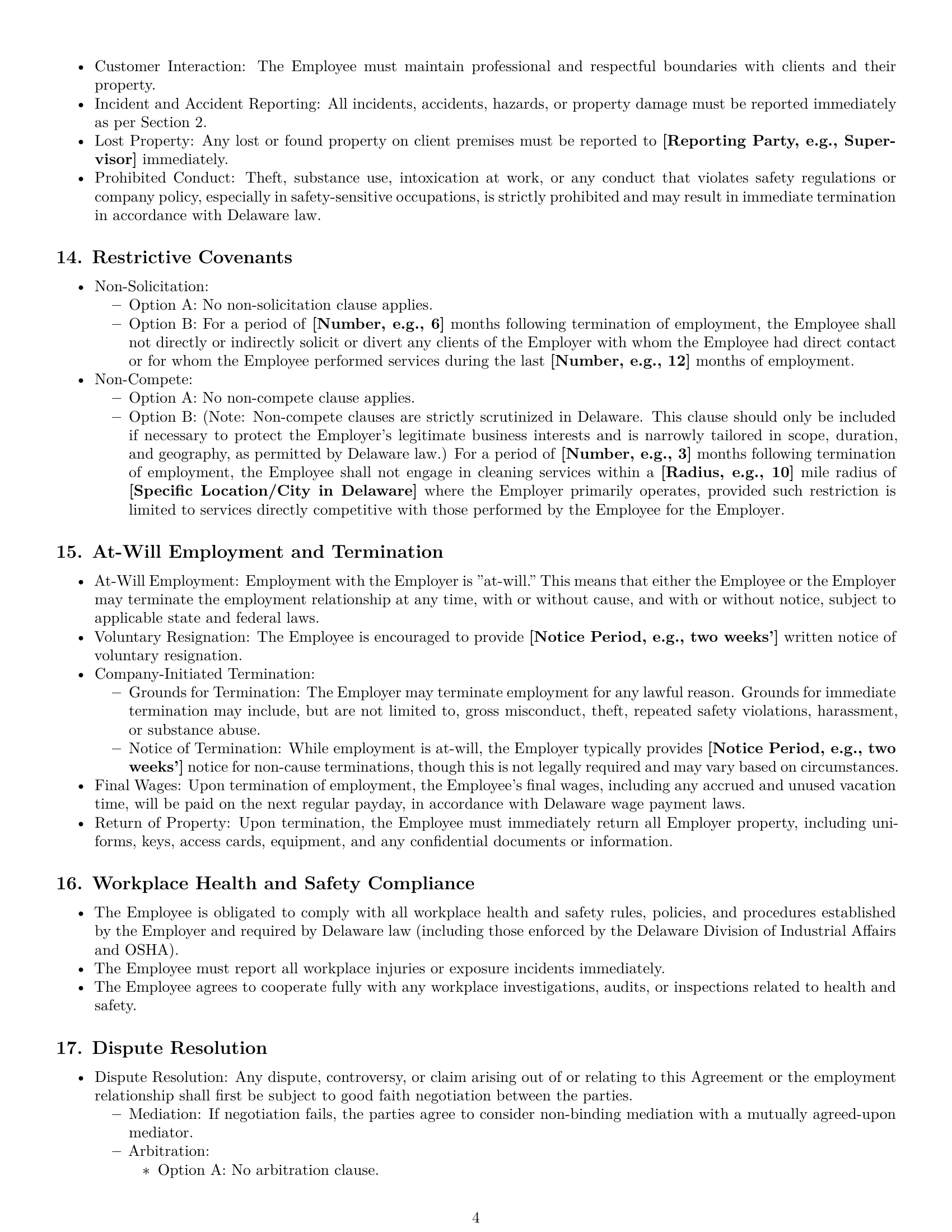 Preview page 4 of Pro Delaware cleaner employment contract template