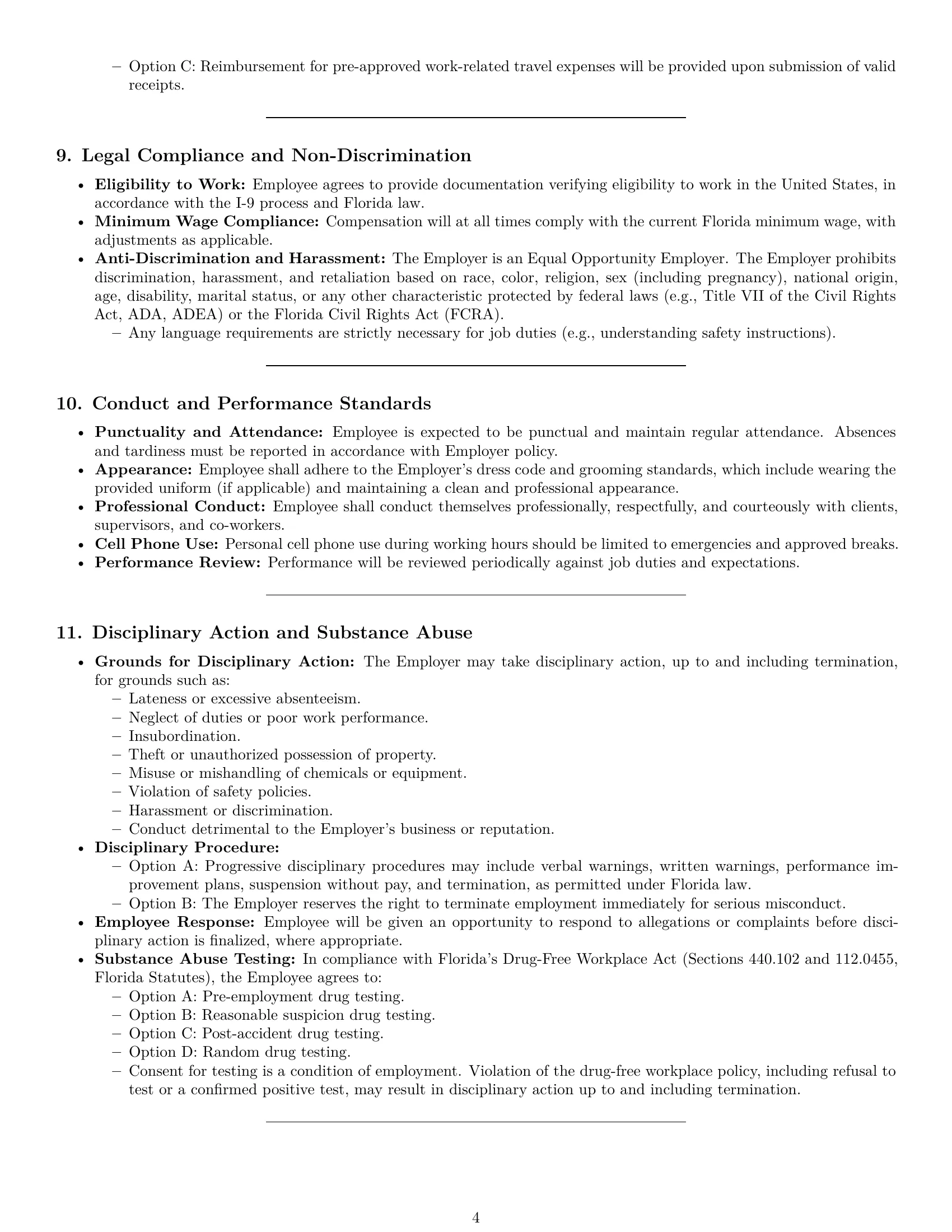 Preview page 4 of Pro Florida cleaner employment contract template