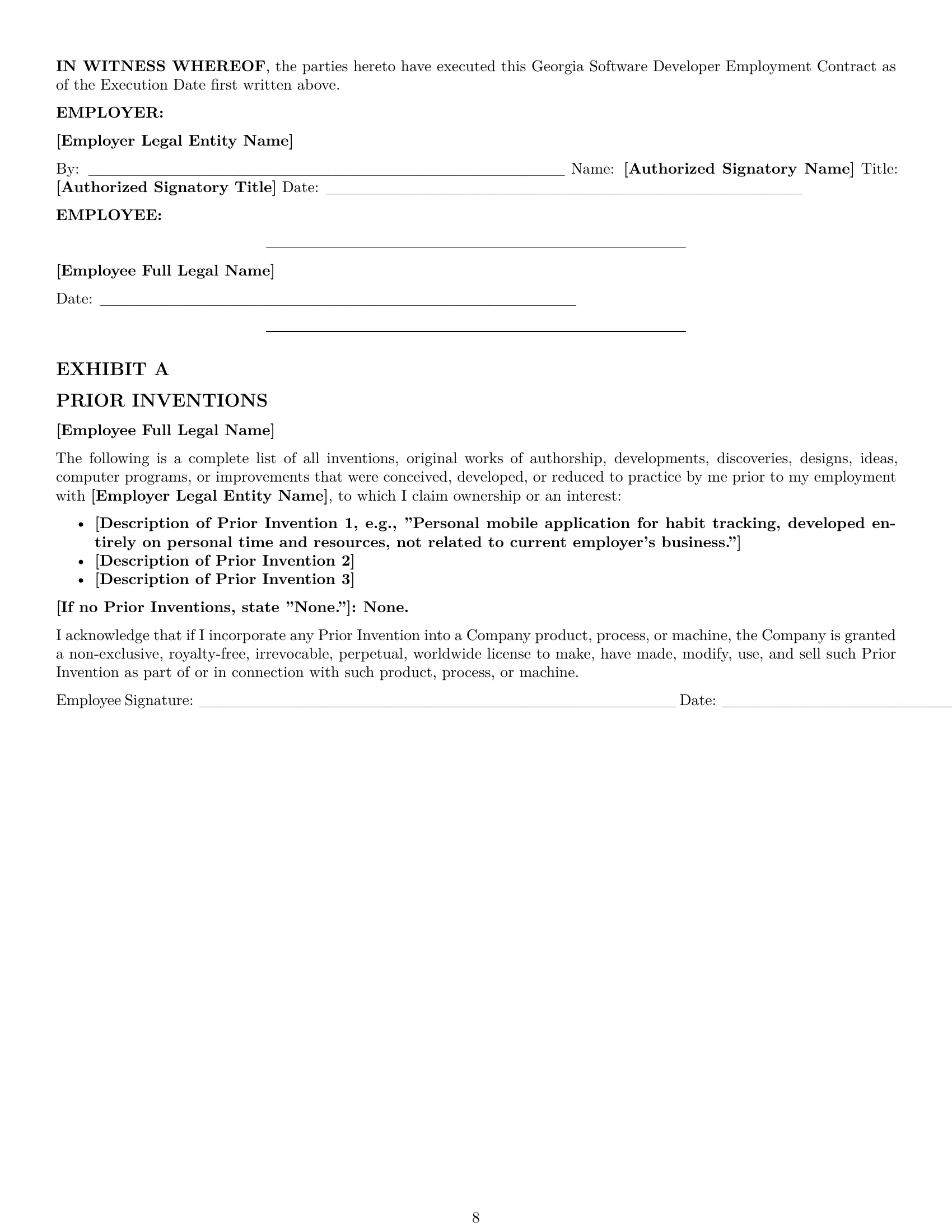 Preview page 8 of Pro Georgia software developer employment contract template