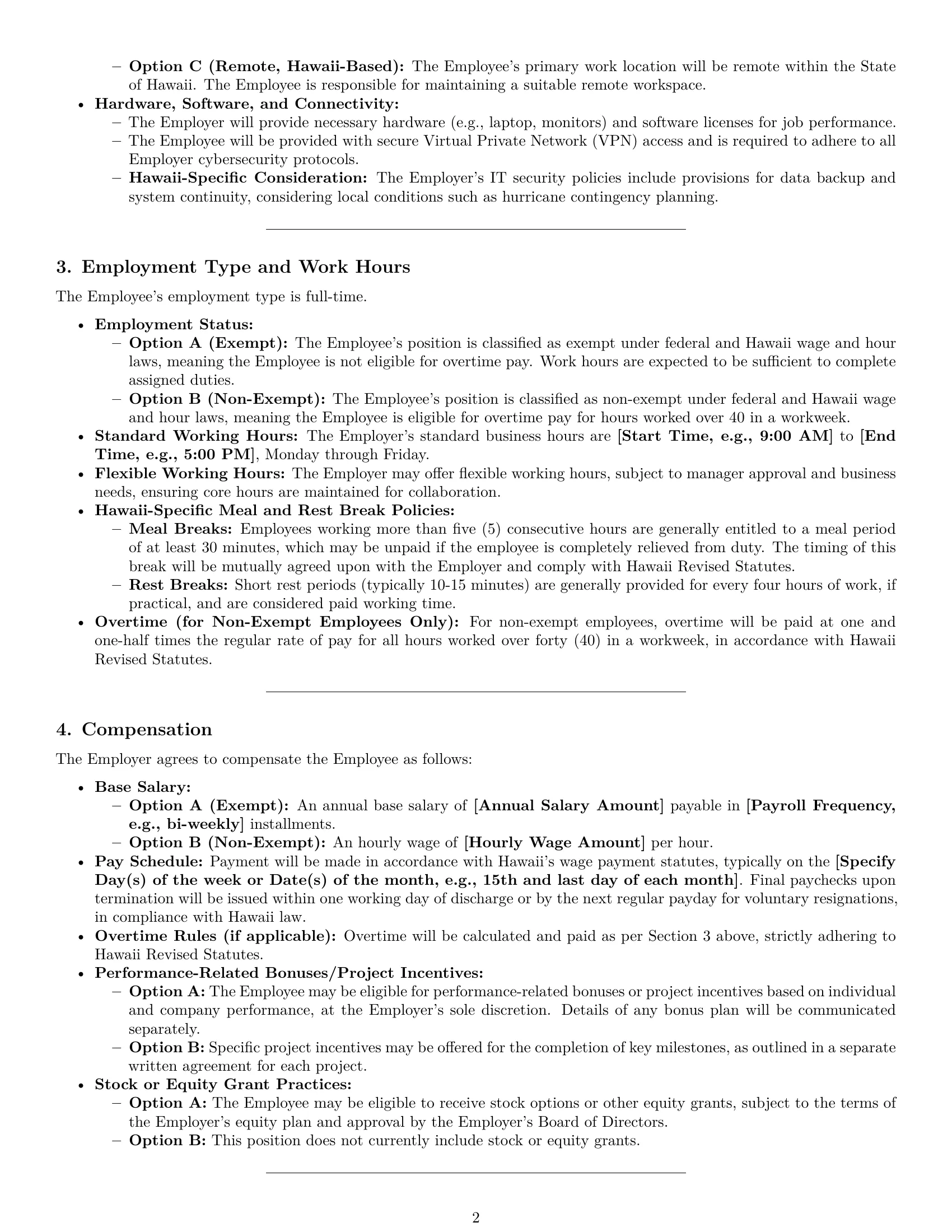 Preview page 2 of Pro Hawaii software developer employment contract template