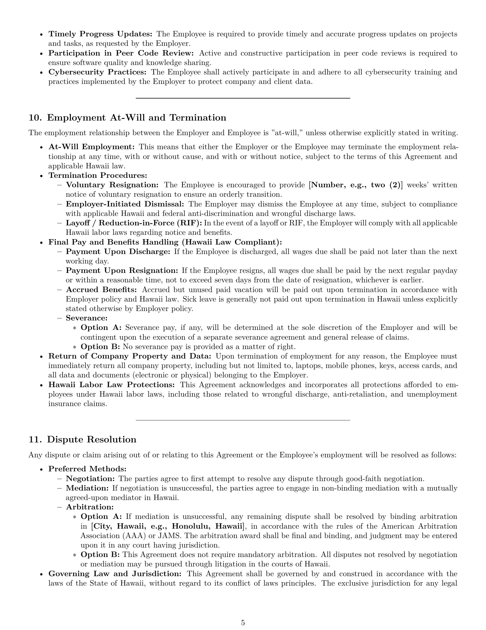 Preview page 5 of Pro Hawaii software developer employment contract template