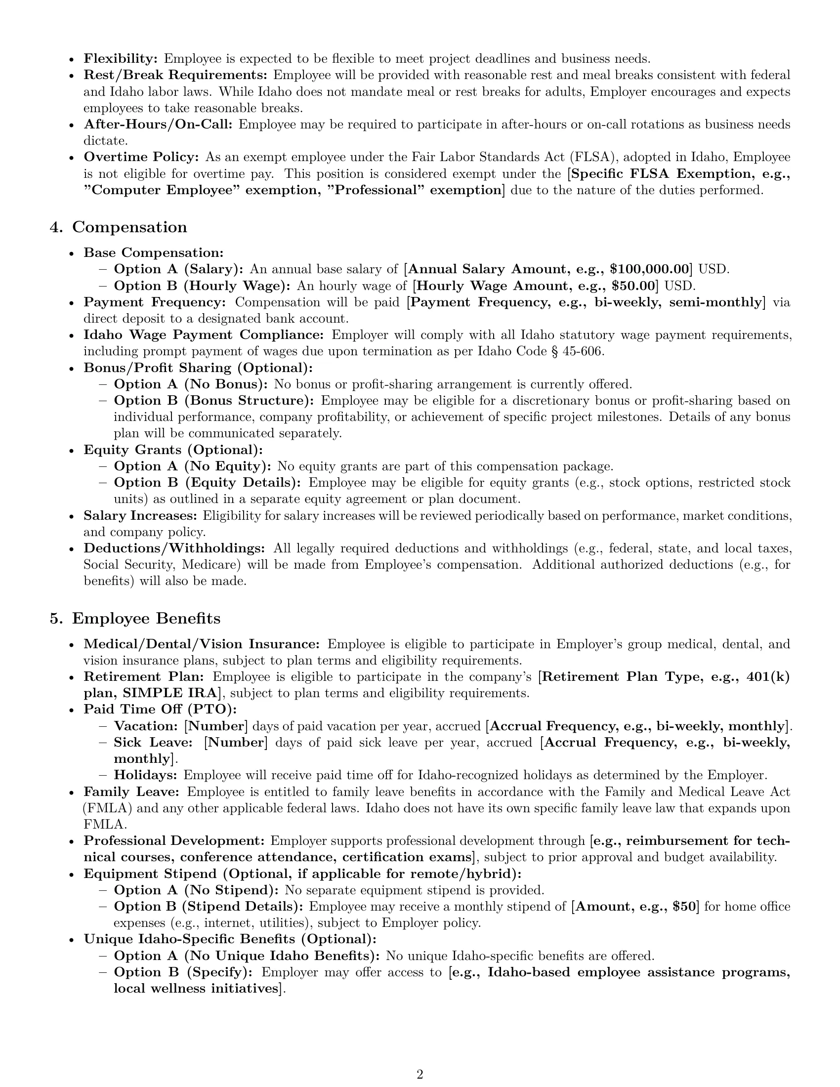 Preview page 2 of Pro Idaho software developer employment contract template
