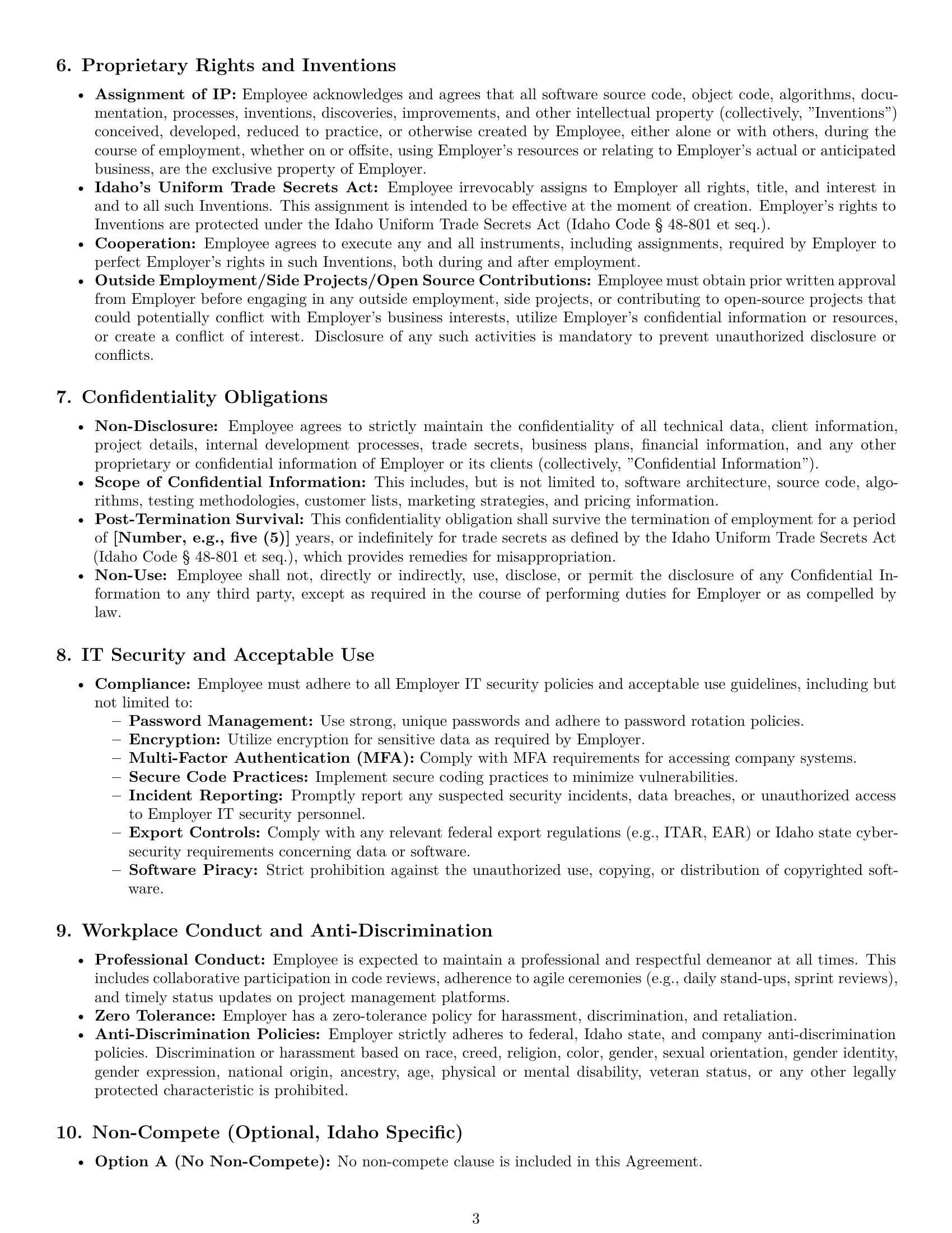 Preview page 3 of Pro Idaho software developer employment contract template