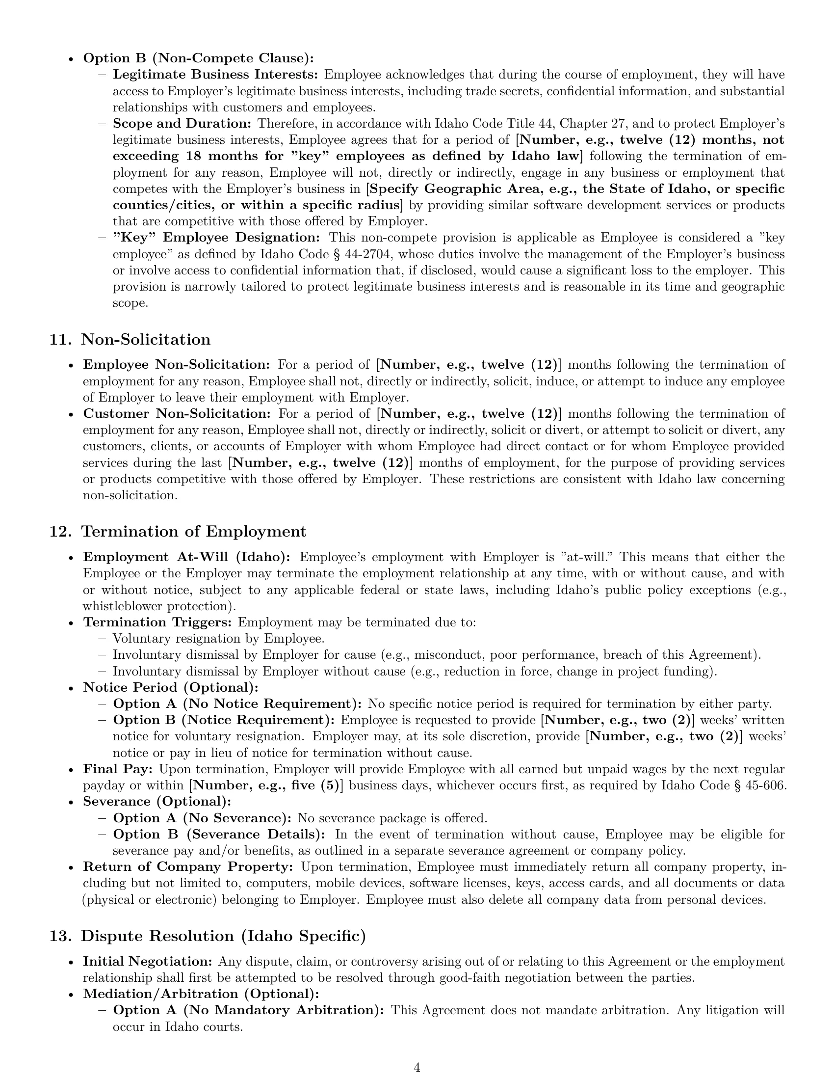 Preview page 4 of Pro Idaho software developer employment contract template