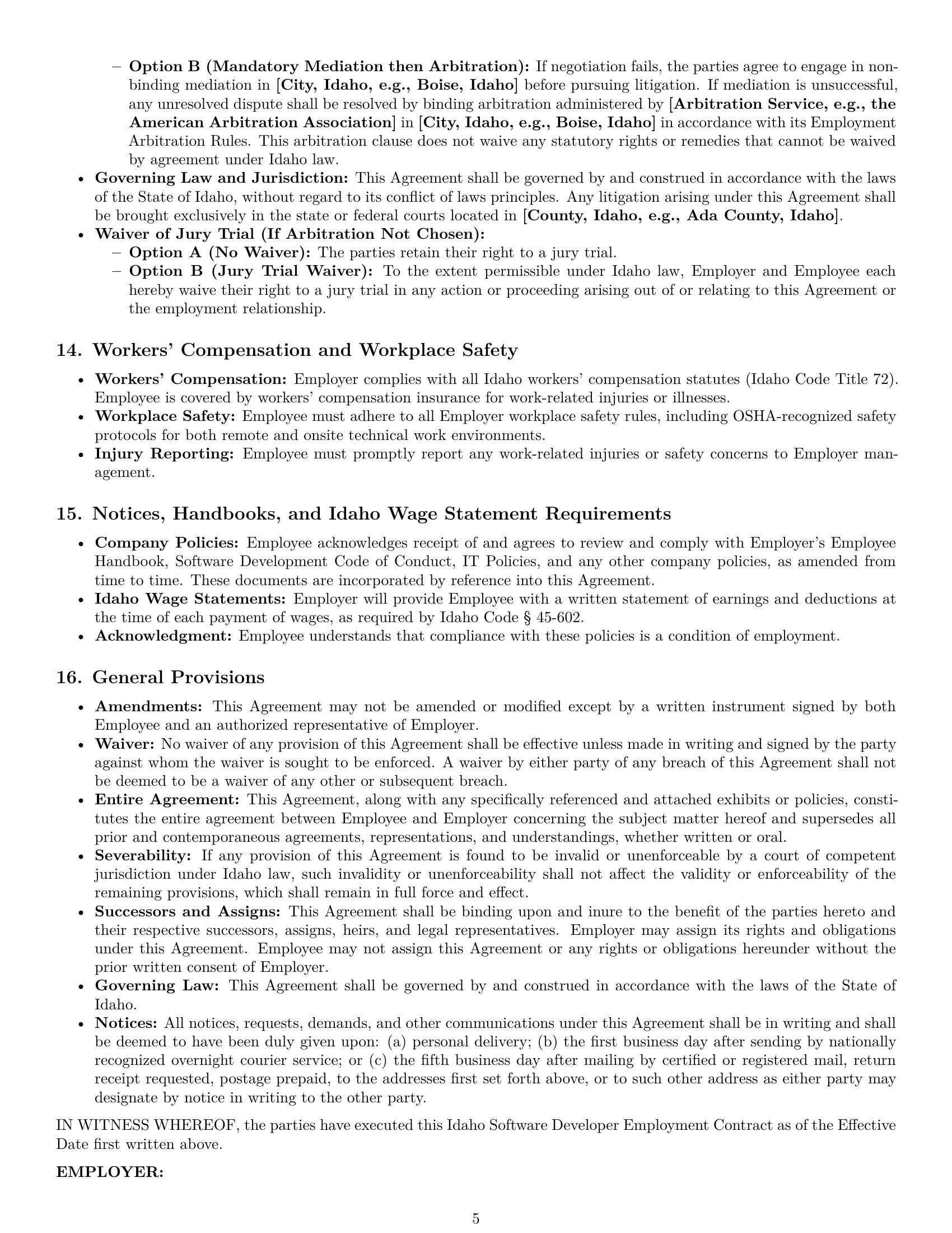 Preview page 5 of Pro Idaho software developer employment contract template