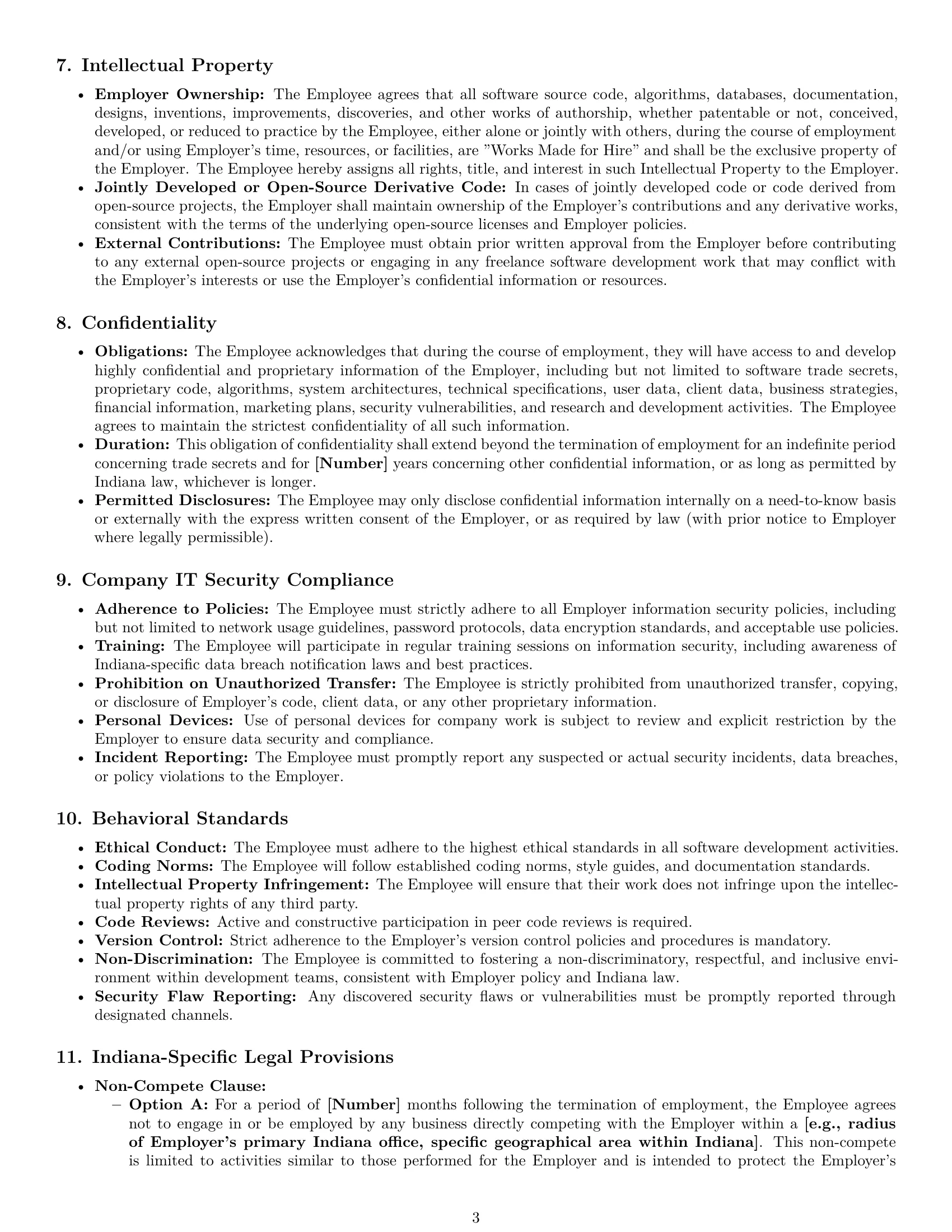 Preview page 3 of Pro Indiana software developer employment contract template