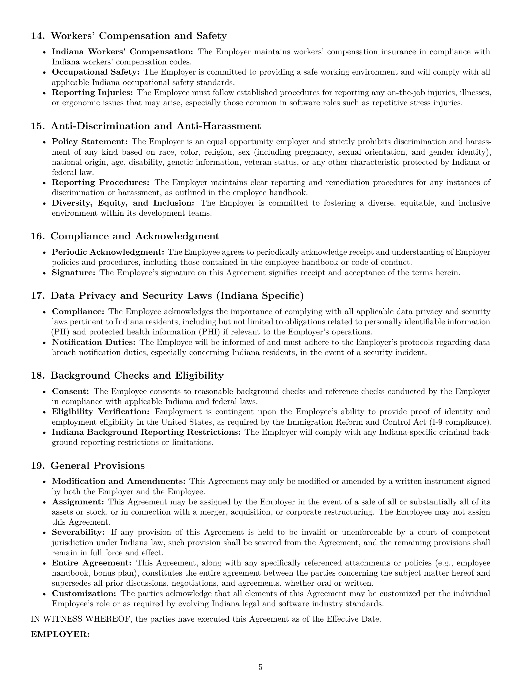 Preview page 5 of Pro Indiana software developer employment contract template