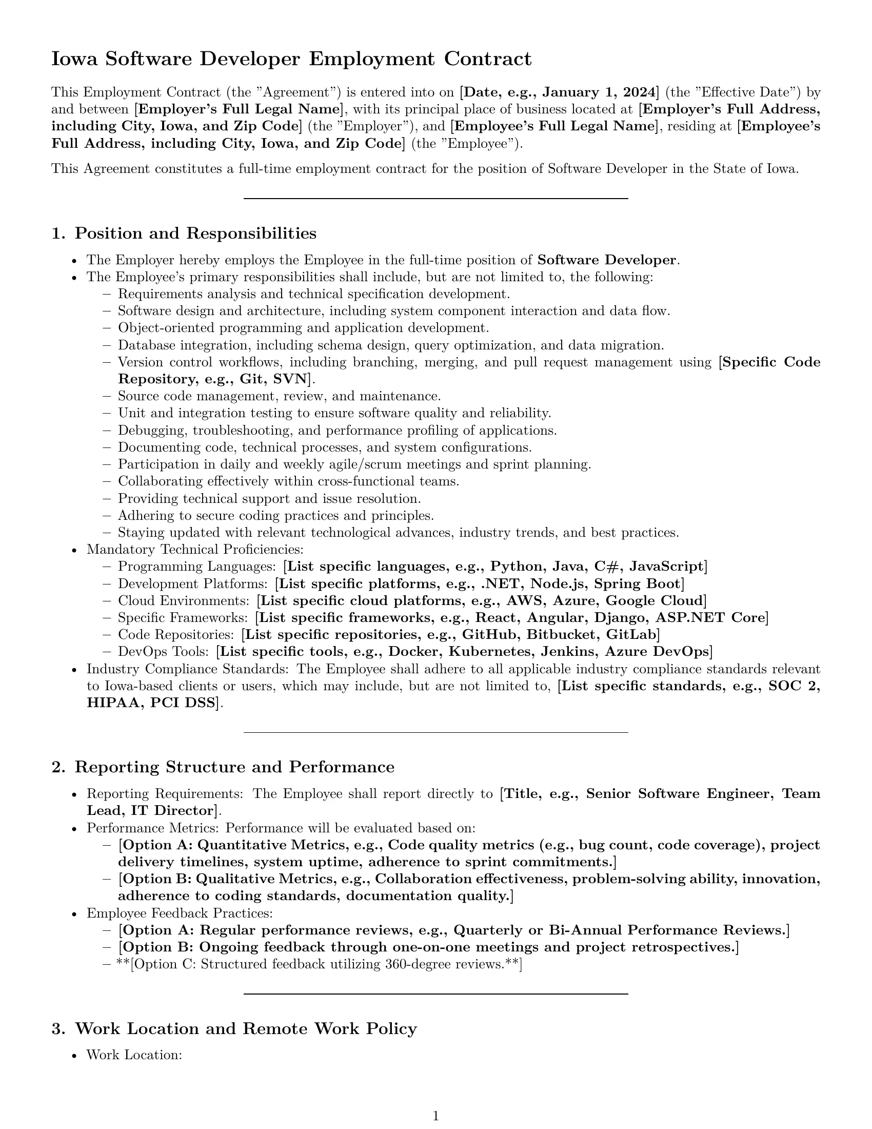 Preview page 1 of Pro Iowa software developer employment contract template