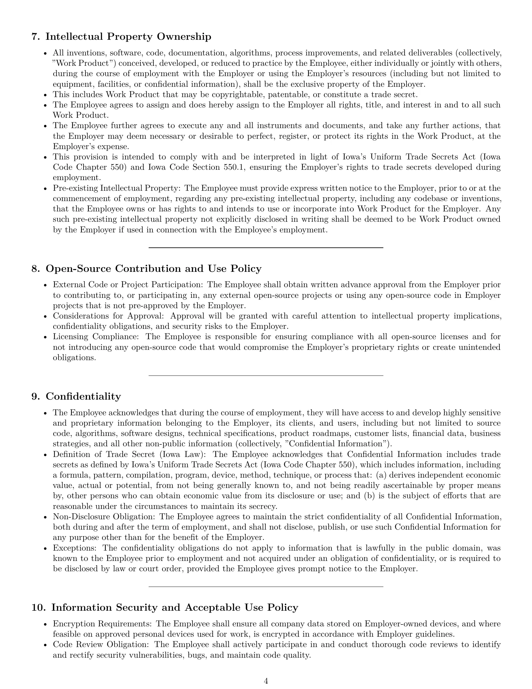 Preview page 4 of Pro Iowa software developer employment contract template
