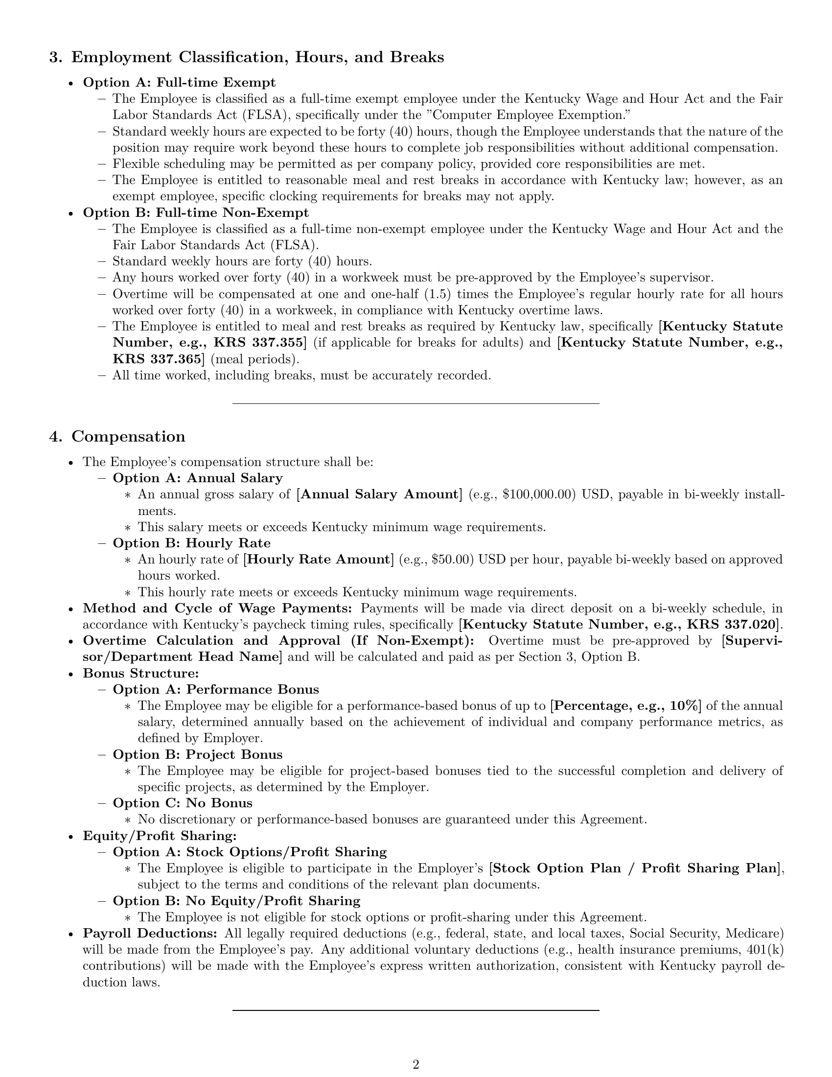 Preview page 2 of Pro Kentucky software developer employment contract template