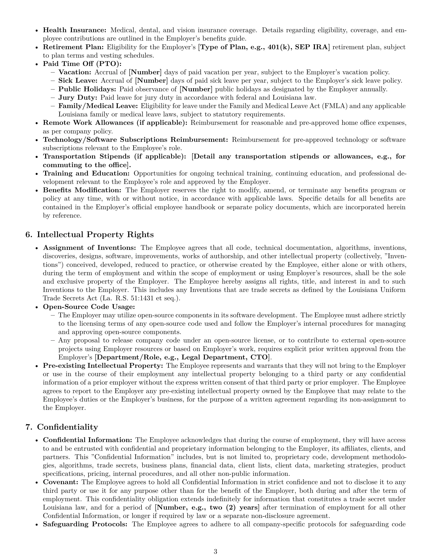 Preview page 3 of Pro Louisiana software developer employment contract template