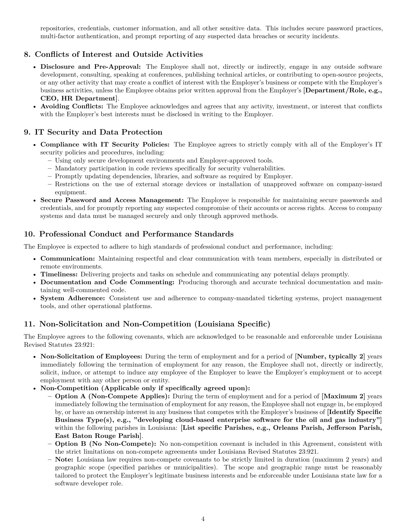 Preview page 4 of Pro Louisiana software developer employment contract template