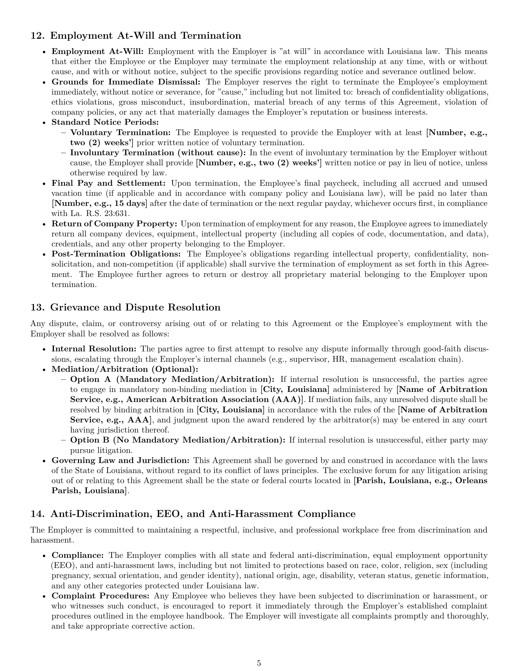 Preview page 5 of Pro Louisiana software developer employment contract template