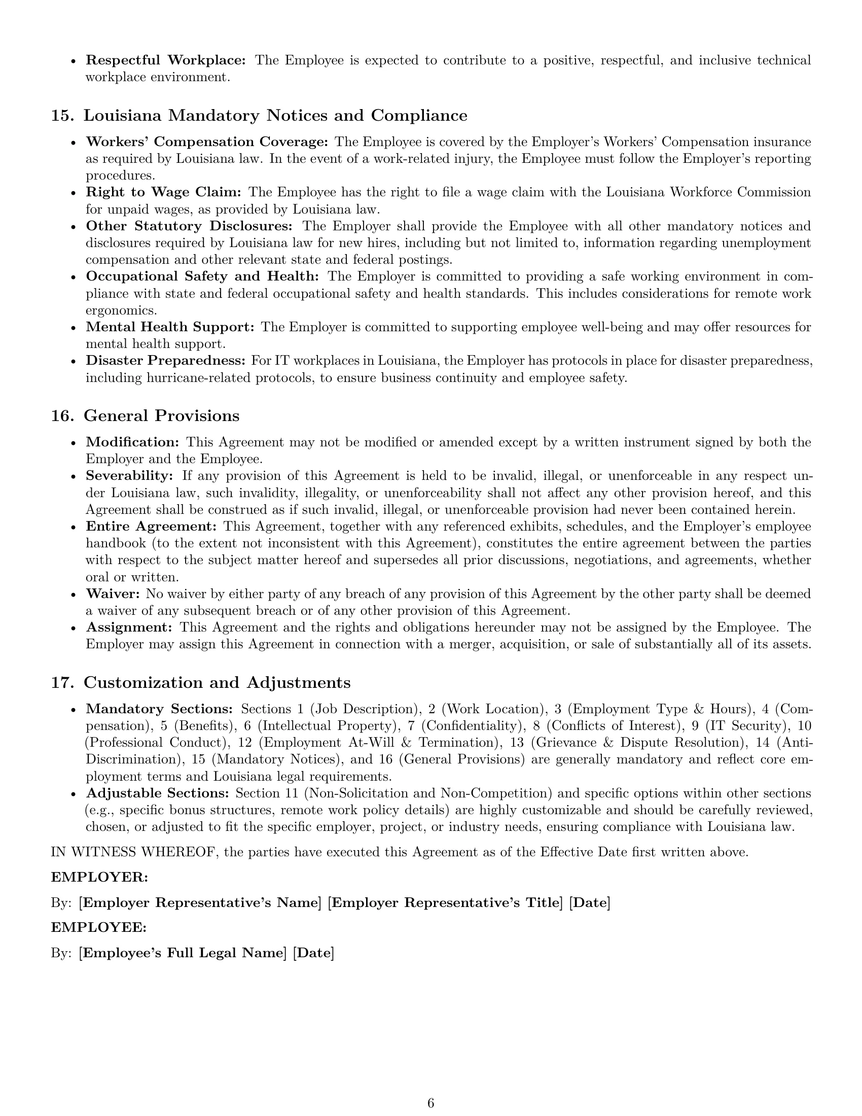 Preview page 6 of Pro Louisiana software developer employment contract template