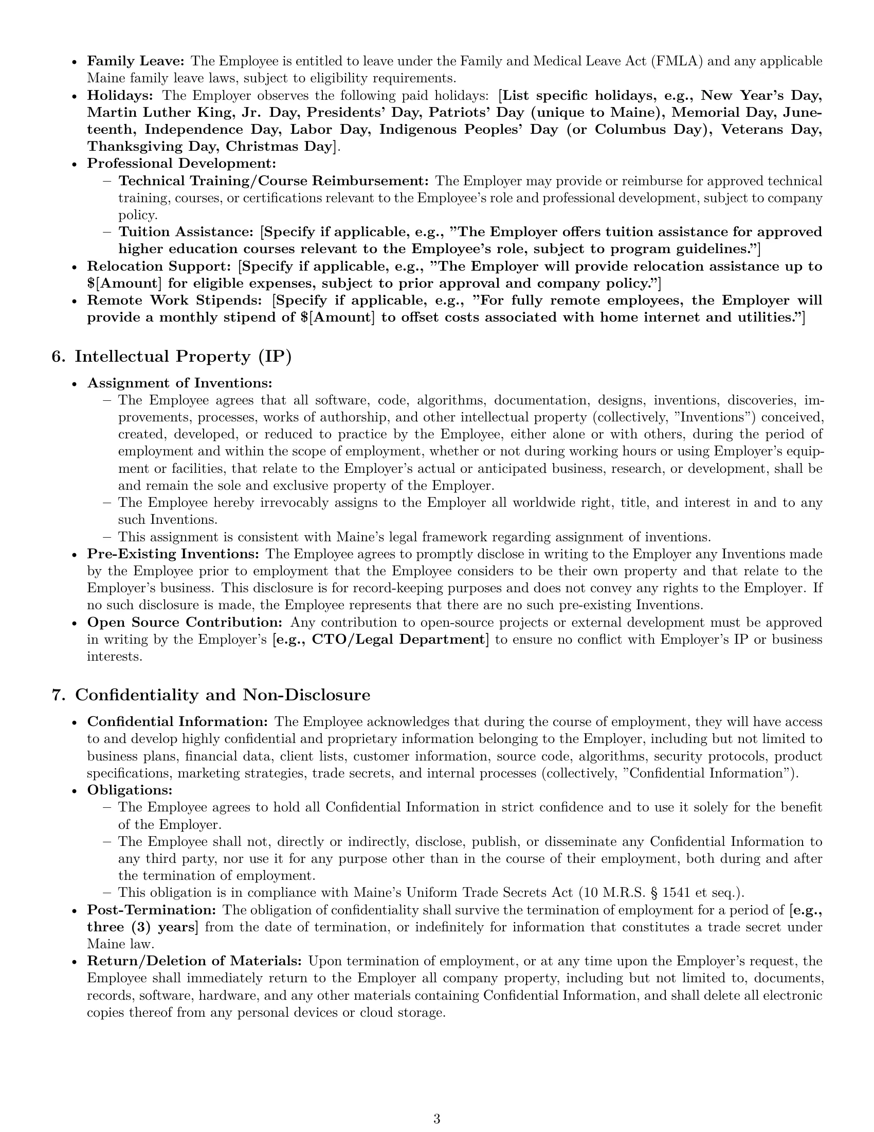 Preview page 3 of Pro Maine software developer employment contract template