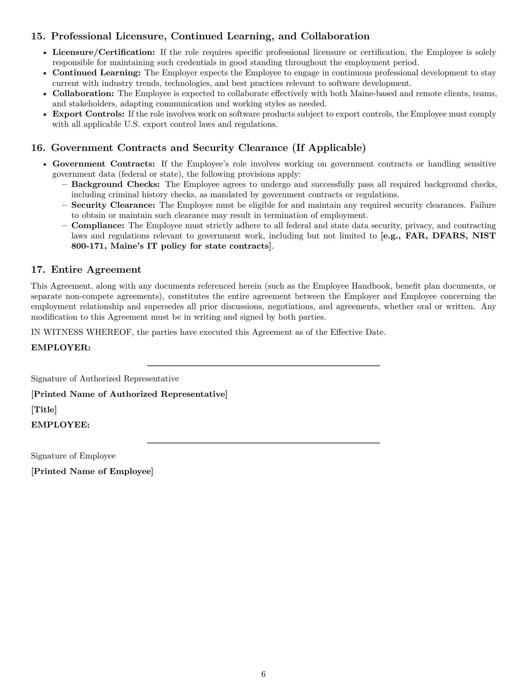 Preview page 6 of Pro Maine software developer employment contract template