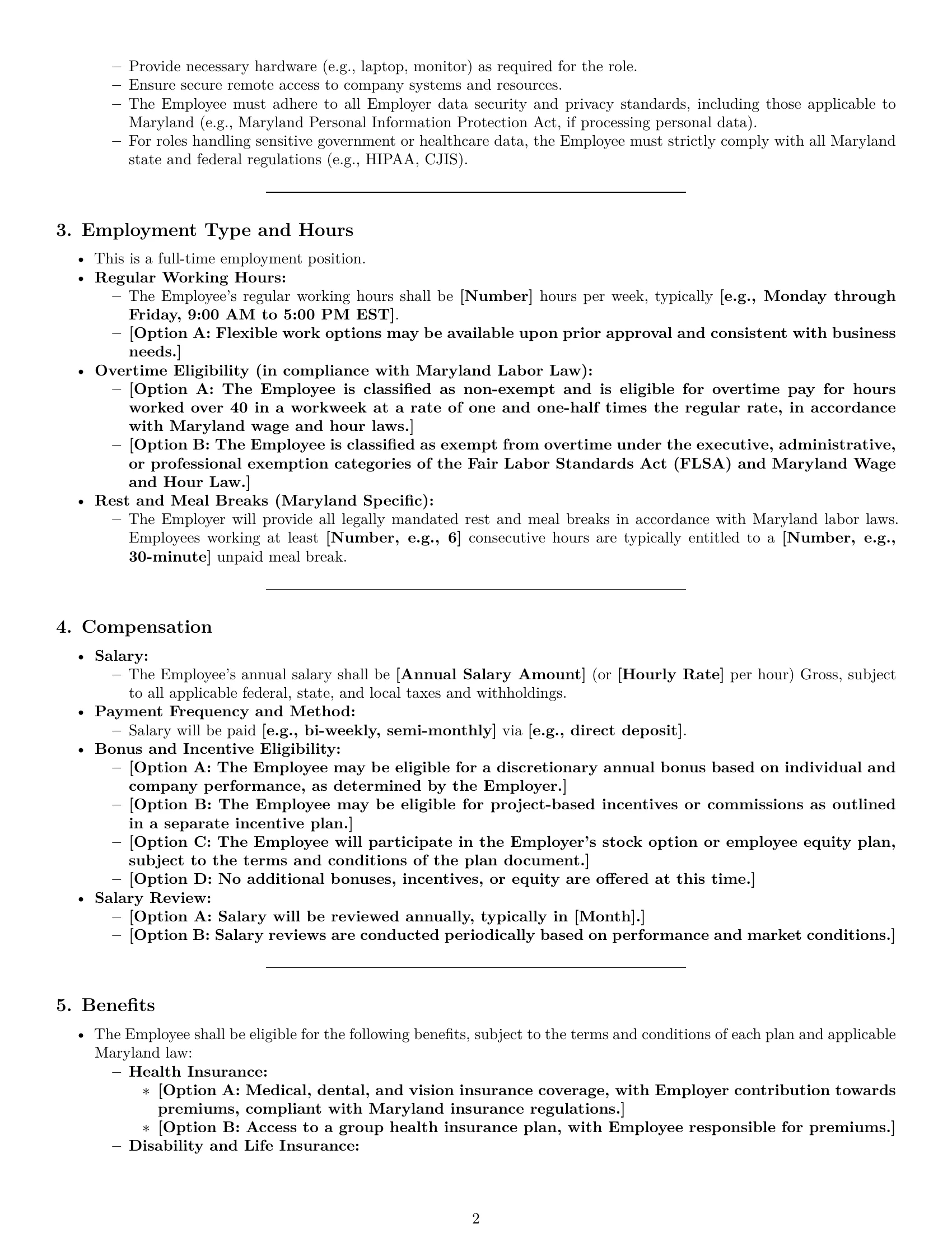 Preview page 2 of Pro Maryland software developer employment contract template