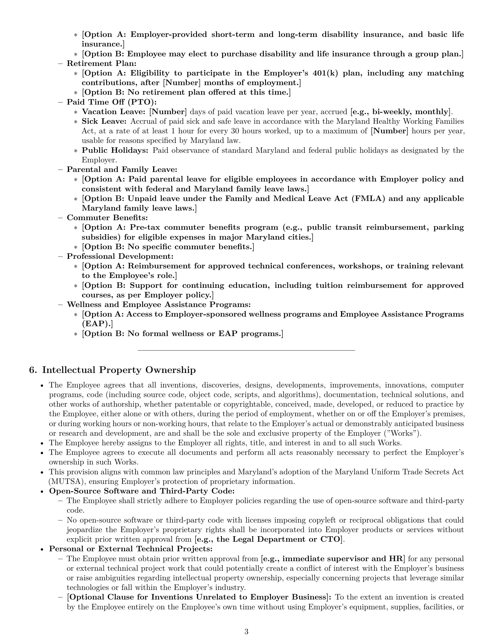 Preview page 3 of Pro Maryland software developer employment contract template