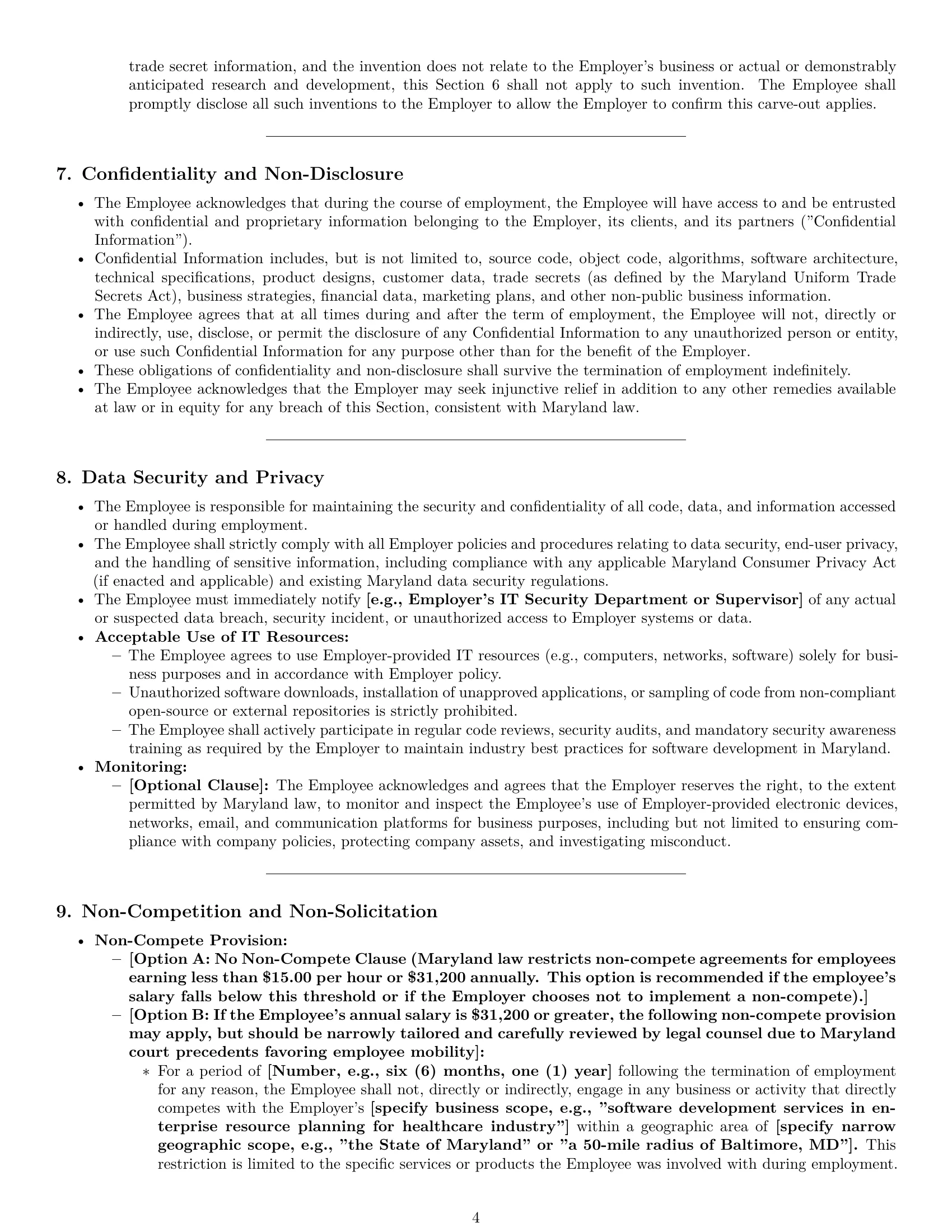 Preview page 4 of Pro Maryland software developer employment contract template