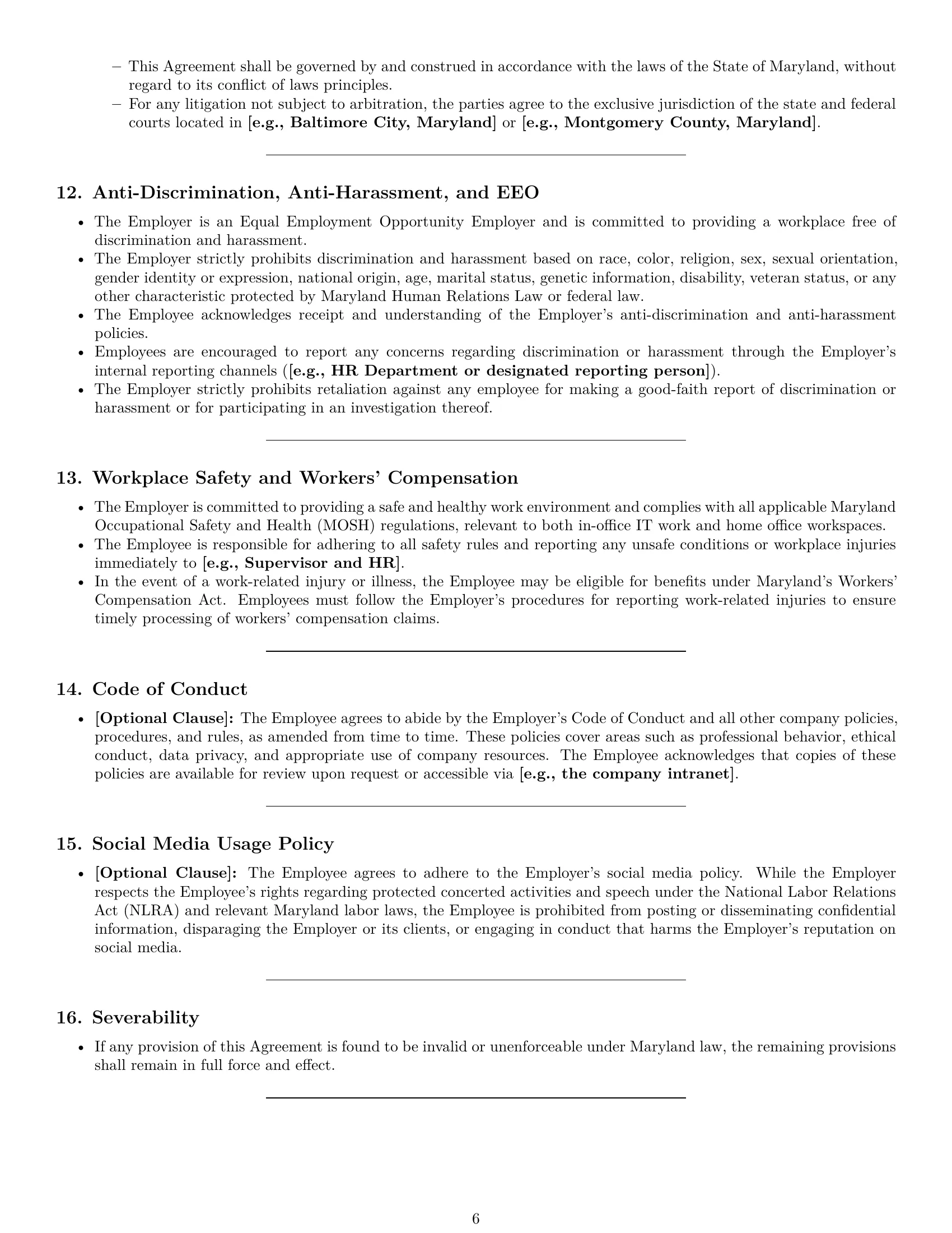 Preview page 6 of Pro Maryland software developer employment contract template