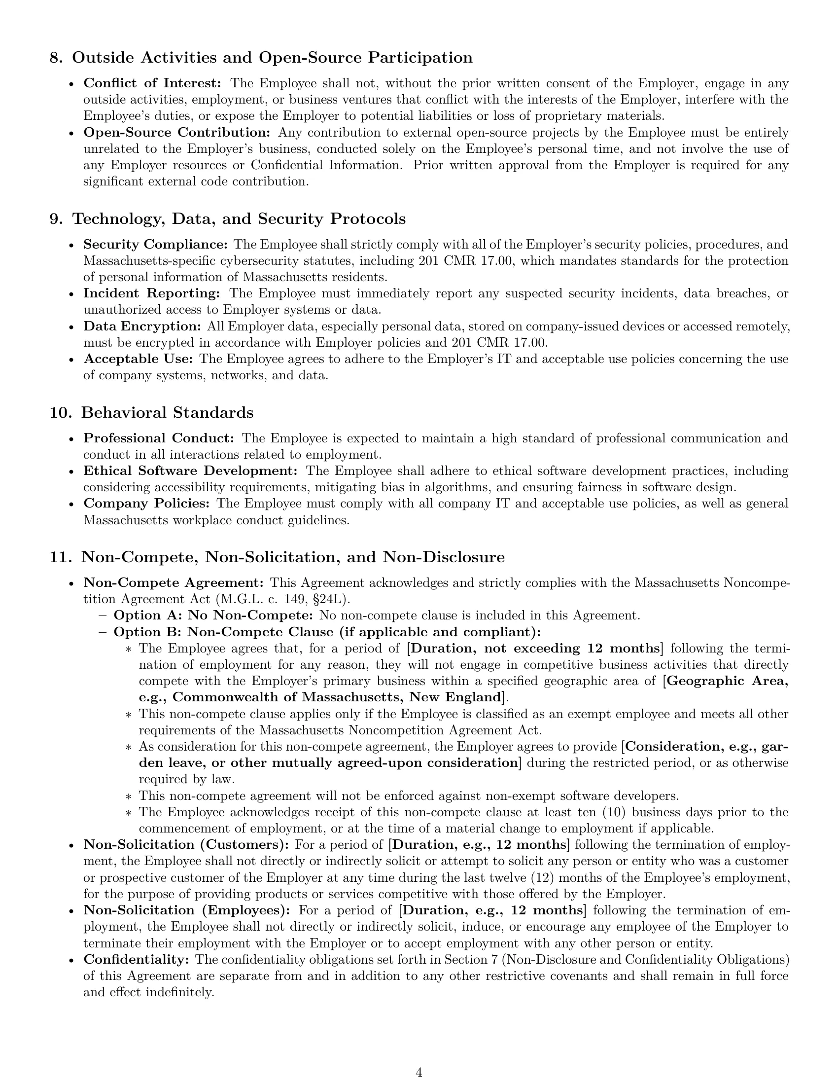 Preview page 4 of Pro Massachusetts software developer employment contract template