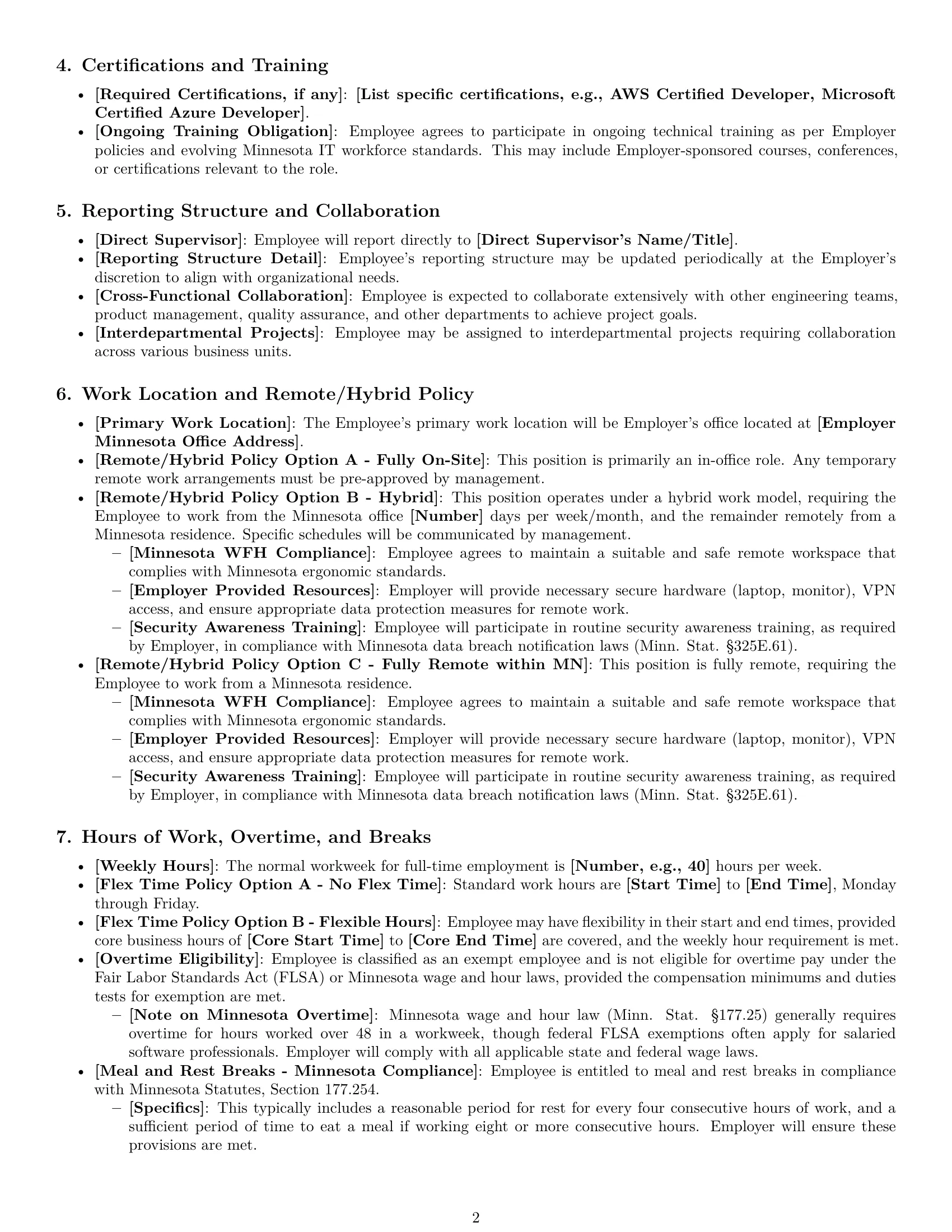 Preview page 2 of Pro Minnesota software developer employment contract template