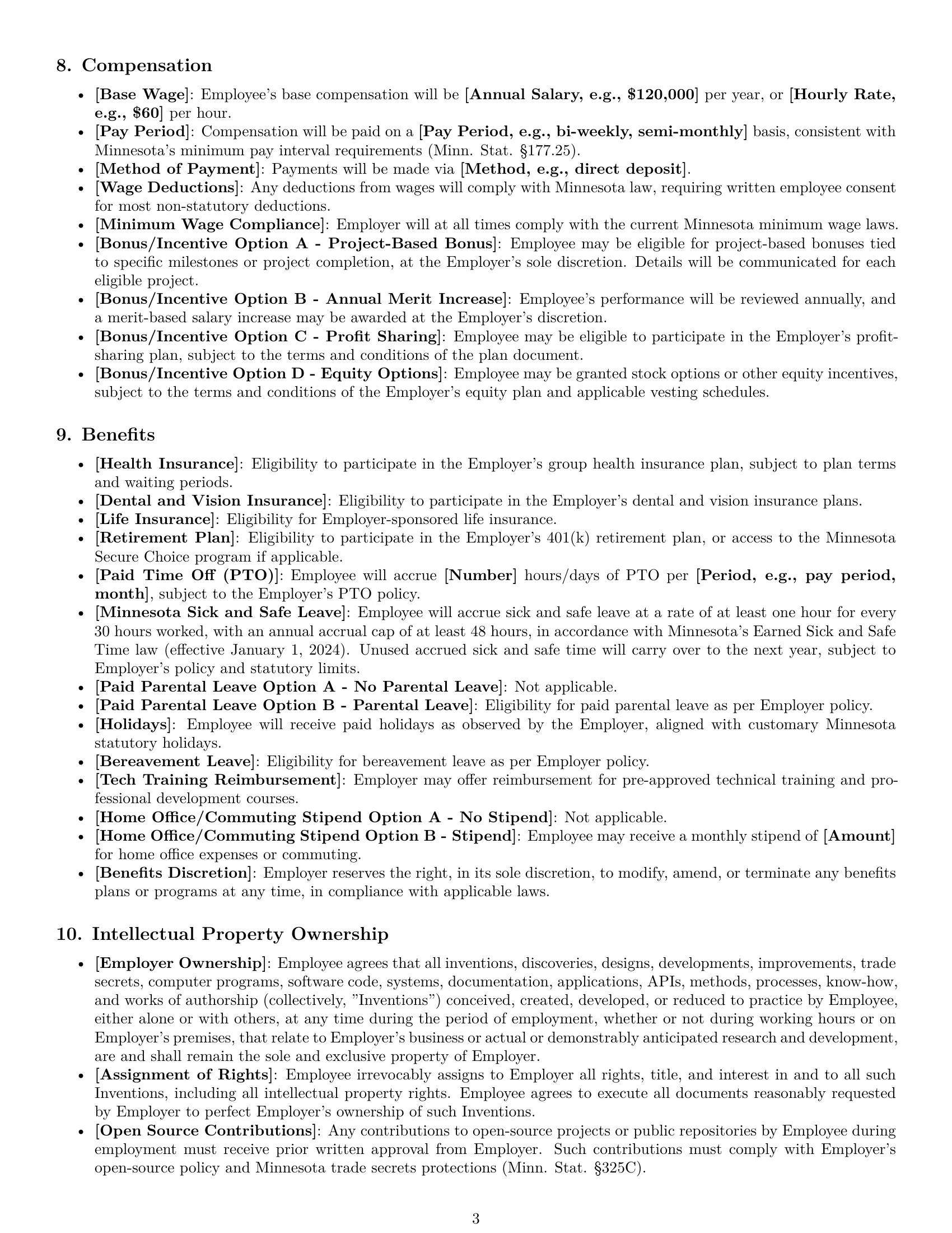 Preview page 3 of Pro Minnesota software developer employment contract template