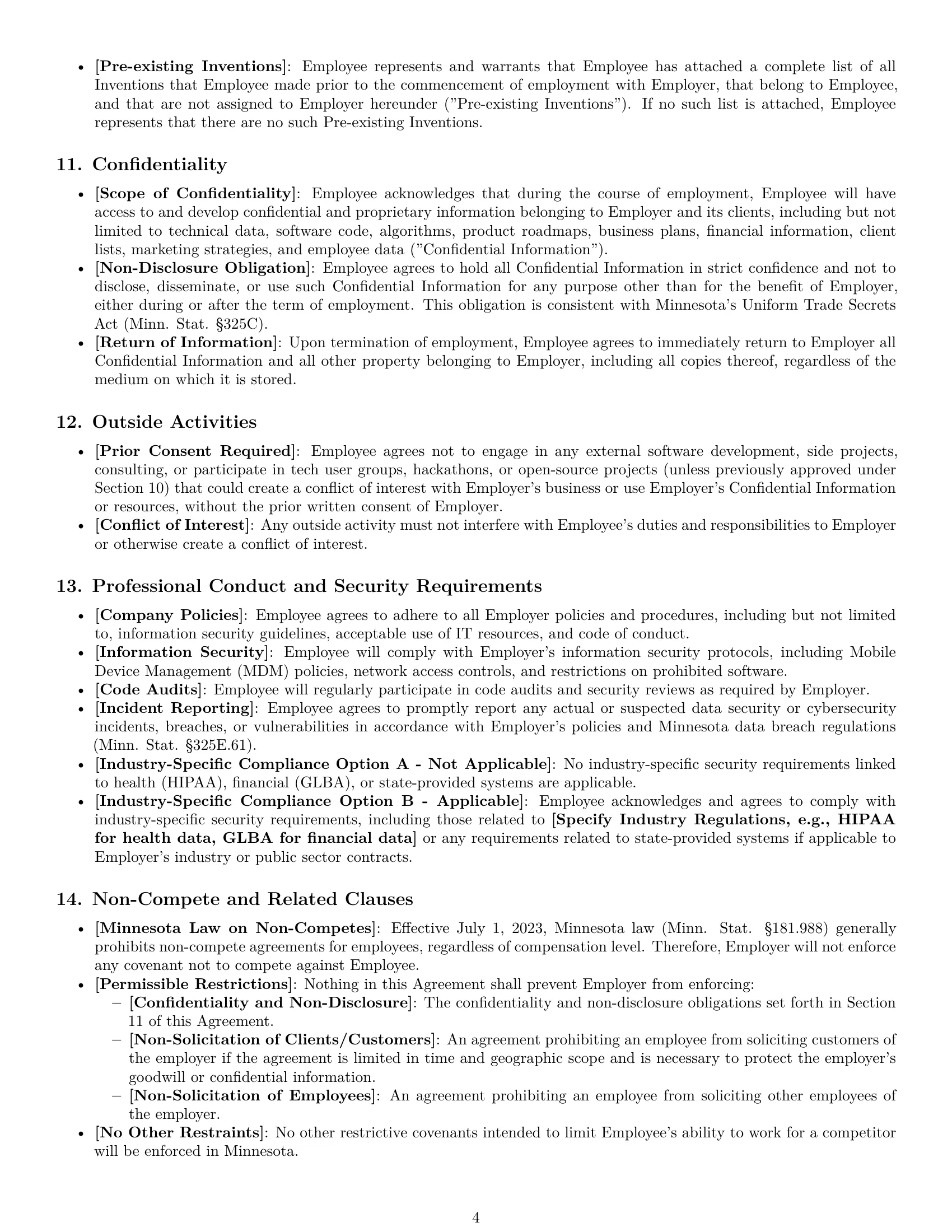 Preview page 4 of Pro Minnesota software developer employment contract template