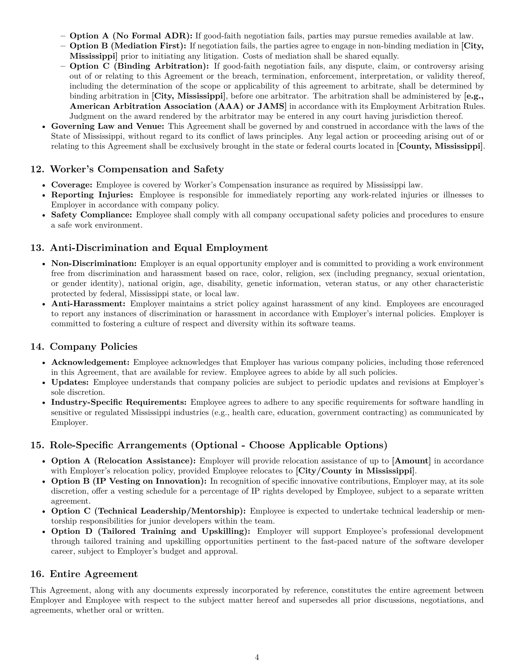 Preview page 4 of Pro Mississippi software developer employment contract template