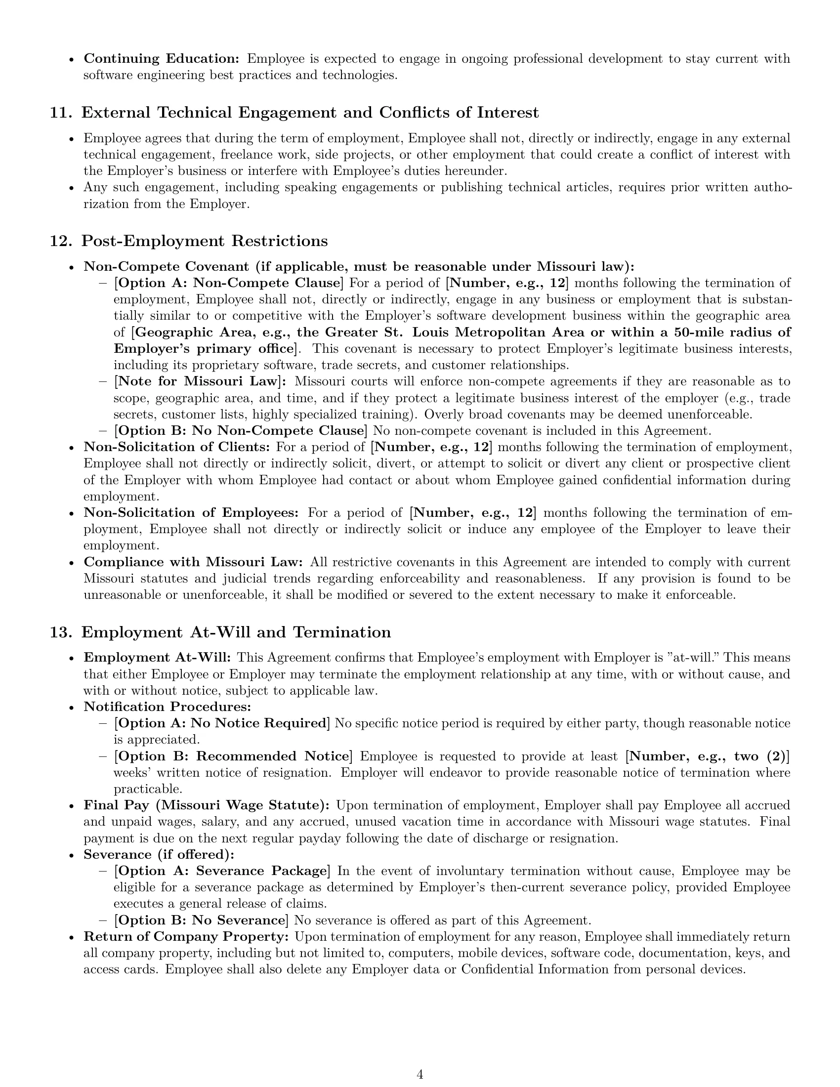Preview page 4 of Pro Missouri software developer employment contract template