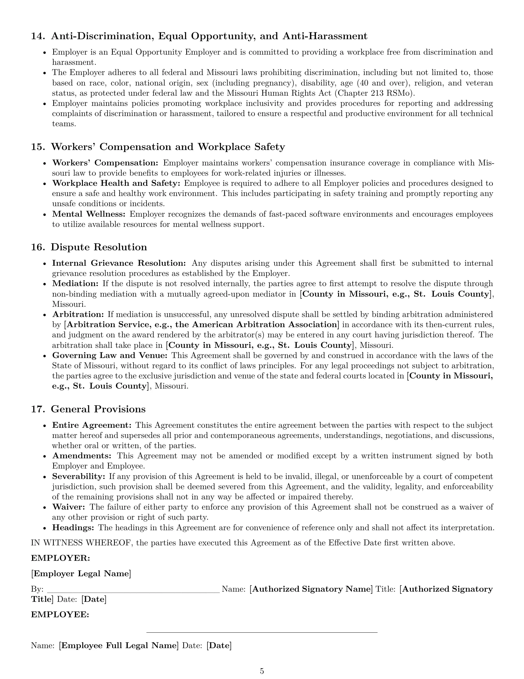 Preview page 5 of Pro Missouri software developer employment contract template