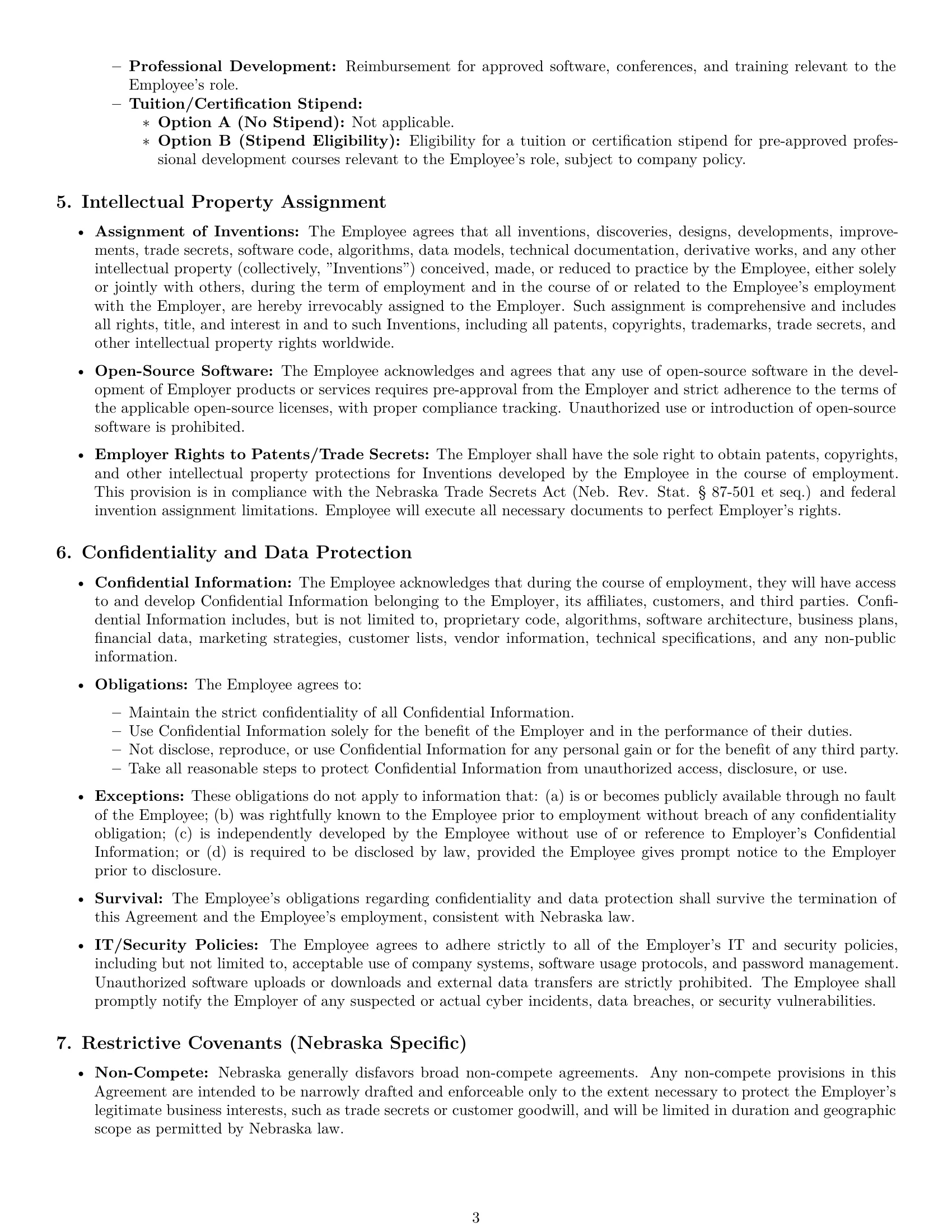 Preview page 3 of Pro Nebraska software developer employment contract template