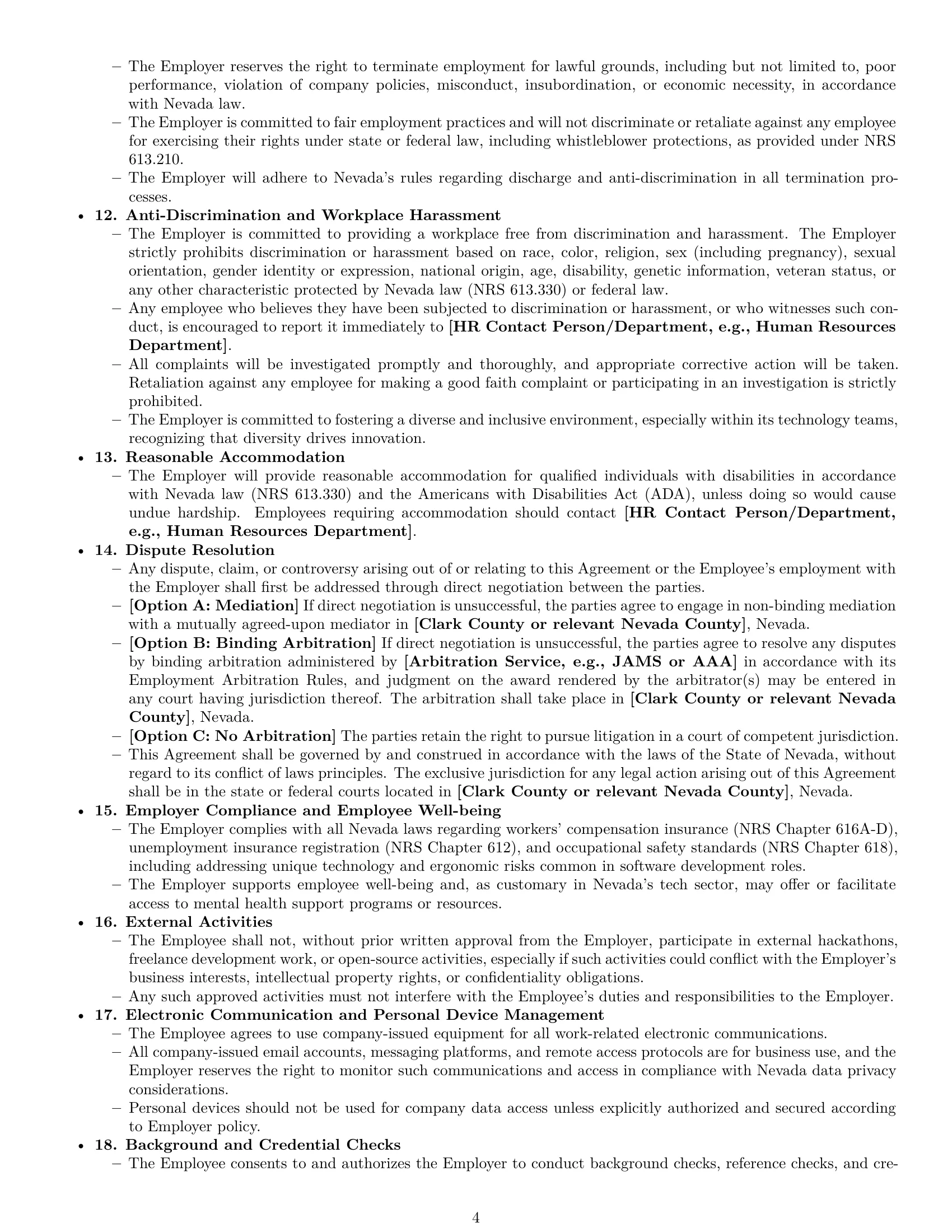 Preview page 4 of Pro Nevada software developer employment contract template