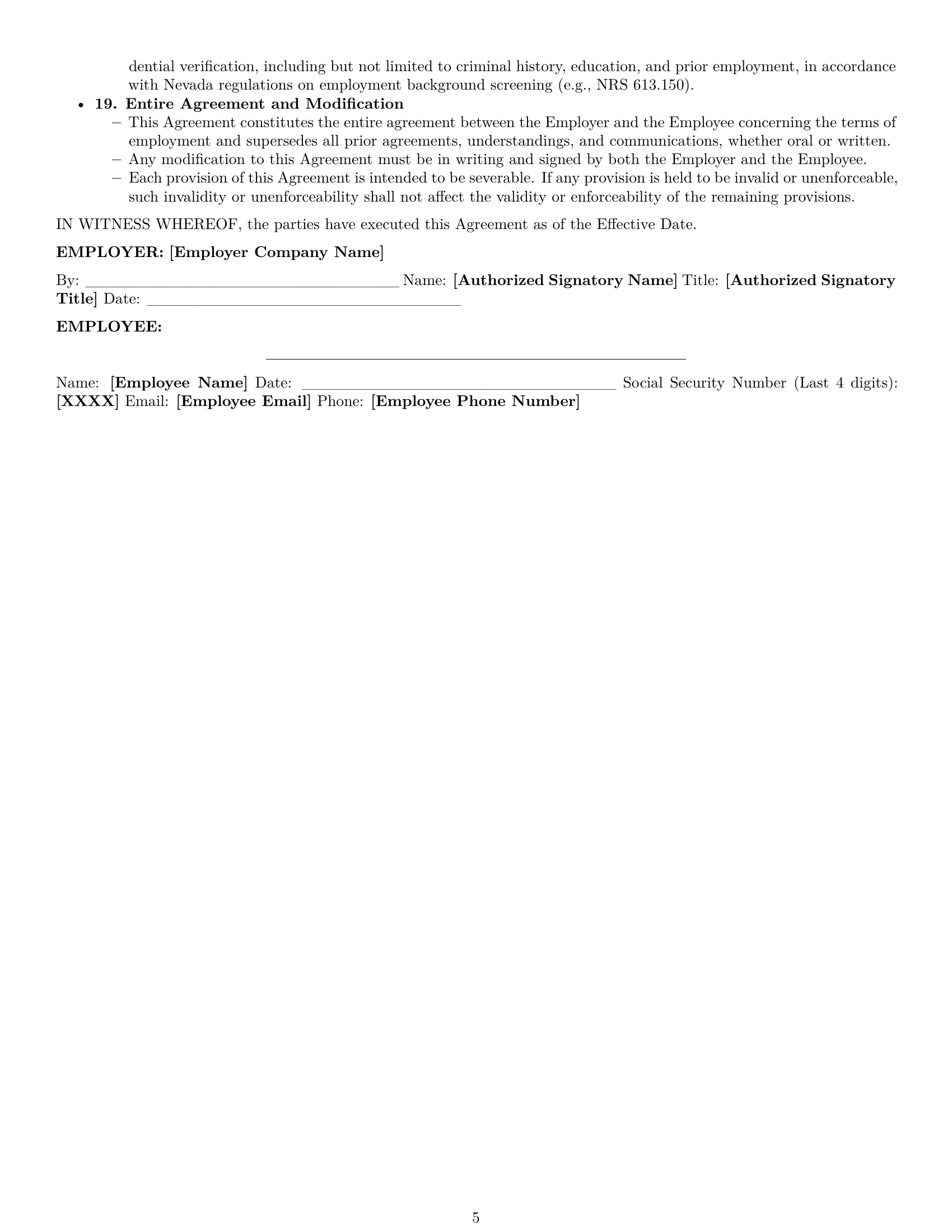 Preview page 5 of Pro Nevada software developer employment contract template