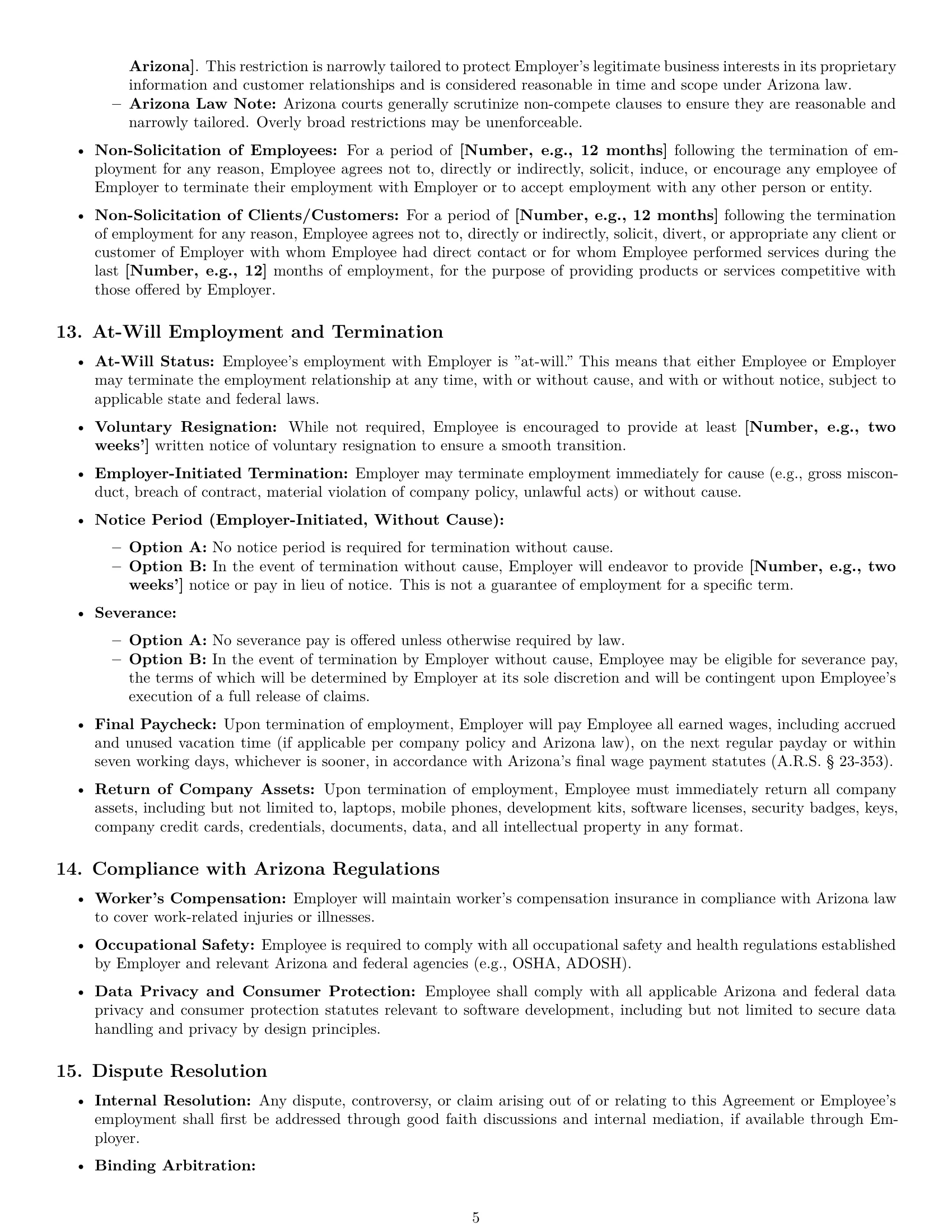 Preview page 5 of Pro Arizona software developer employment contract template