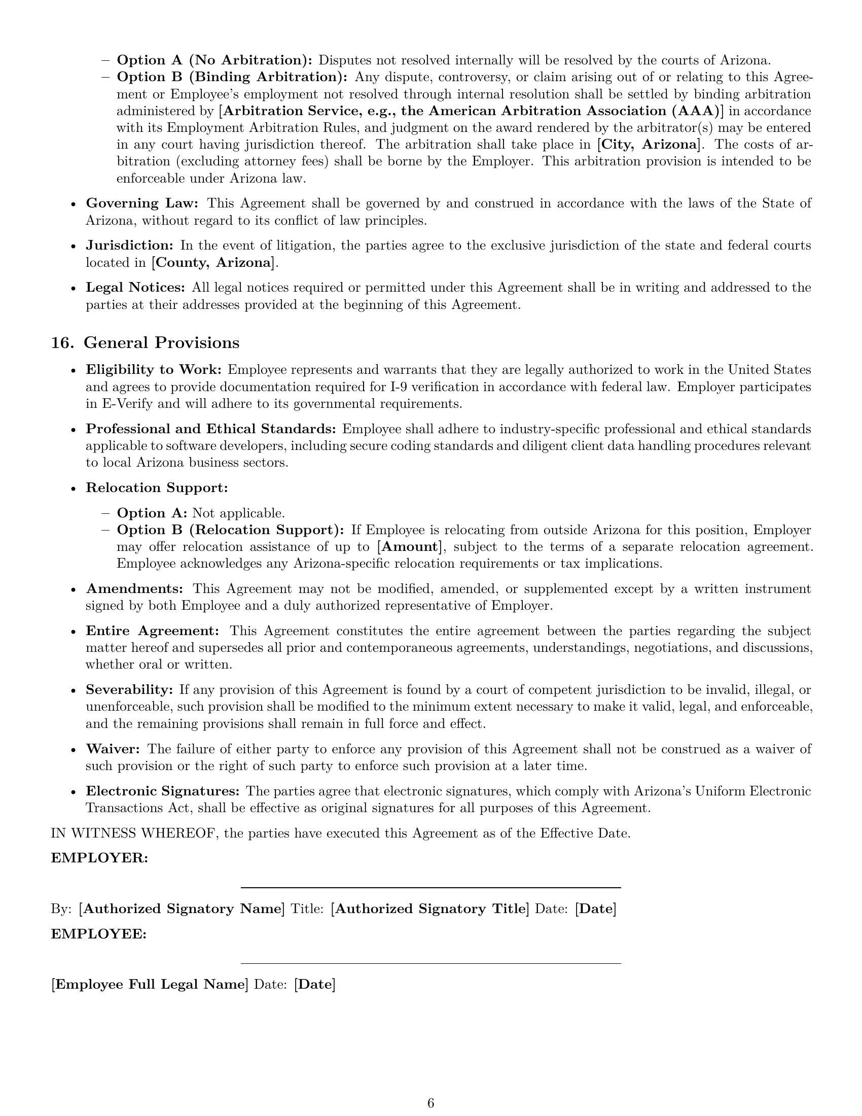 Preview page 6 of Pro Arizona software developer employment contract template
