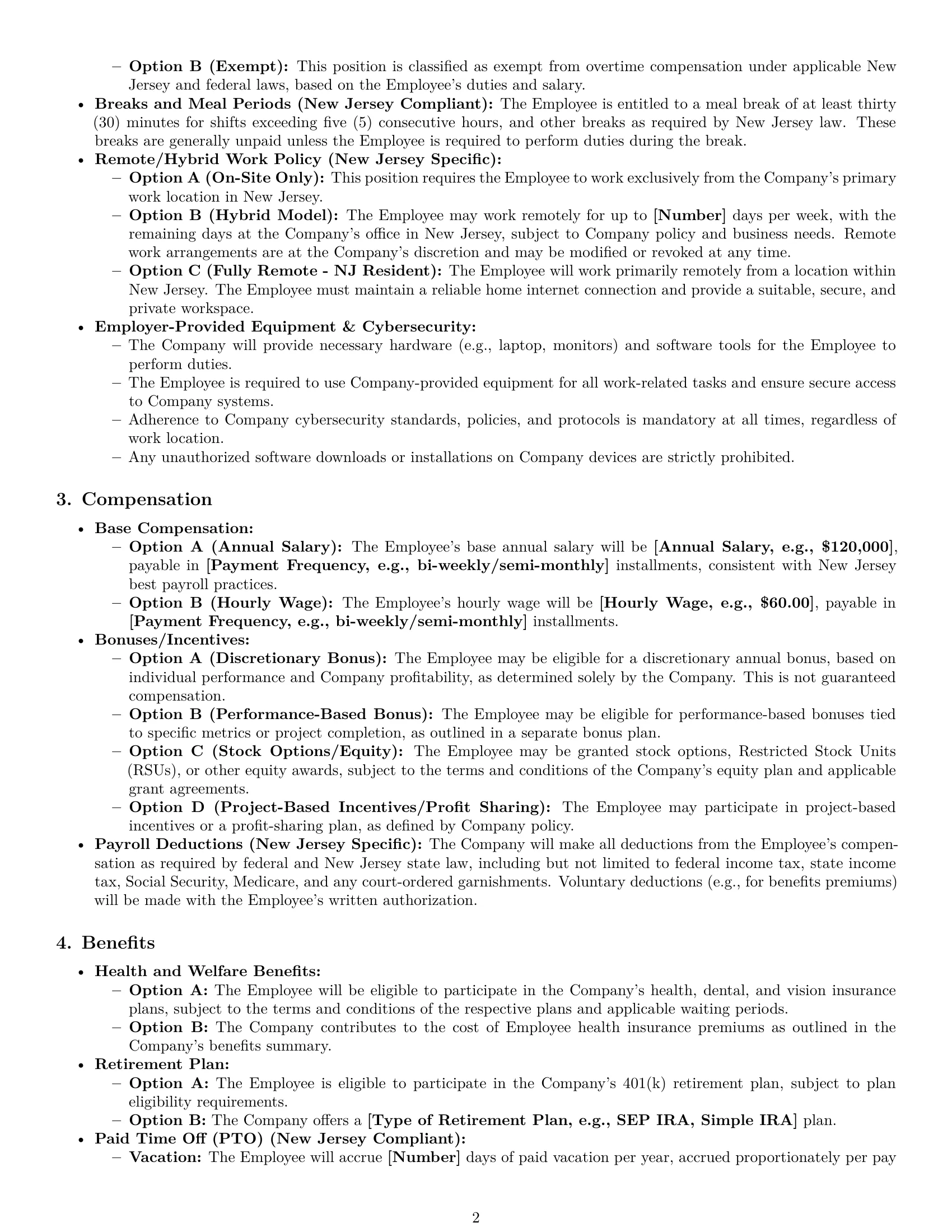 Preview page 2 of Pro New Jersey software developer employment contract template