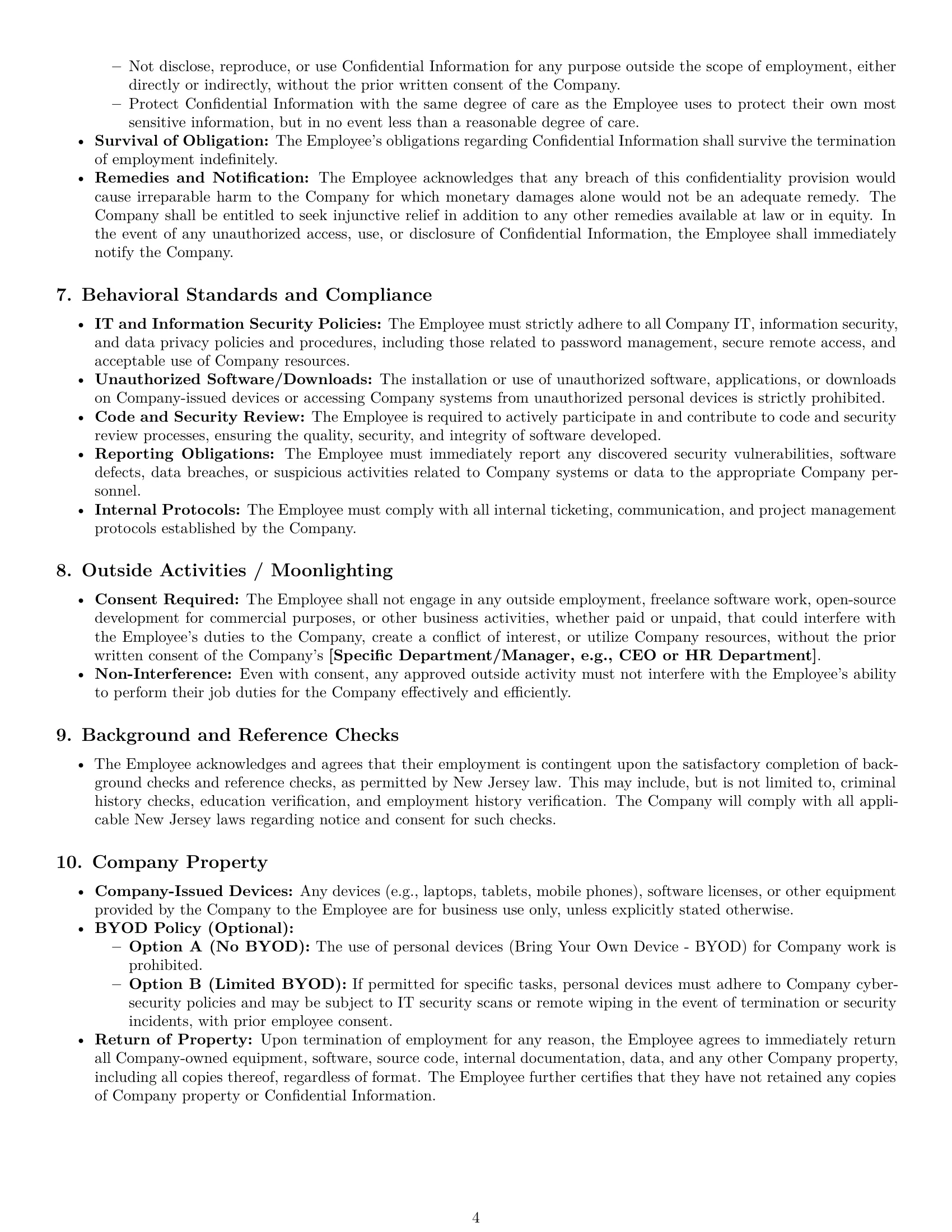 Preview page 4 of Pro New Jersey software developer employment contract template