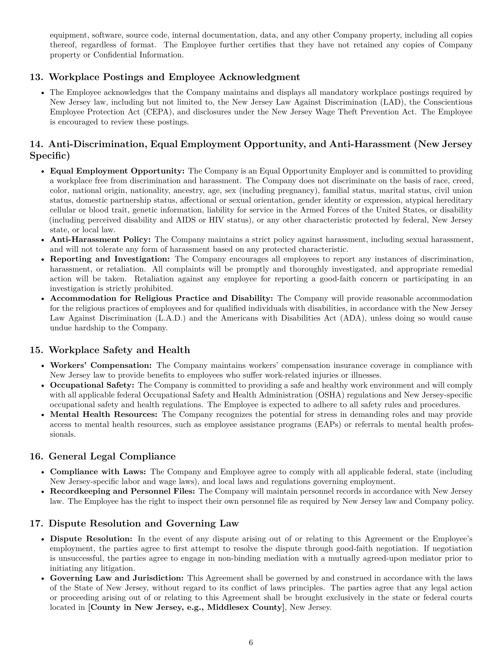 Preview page 6 of Pro New Jersey software developer employment contract template