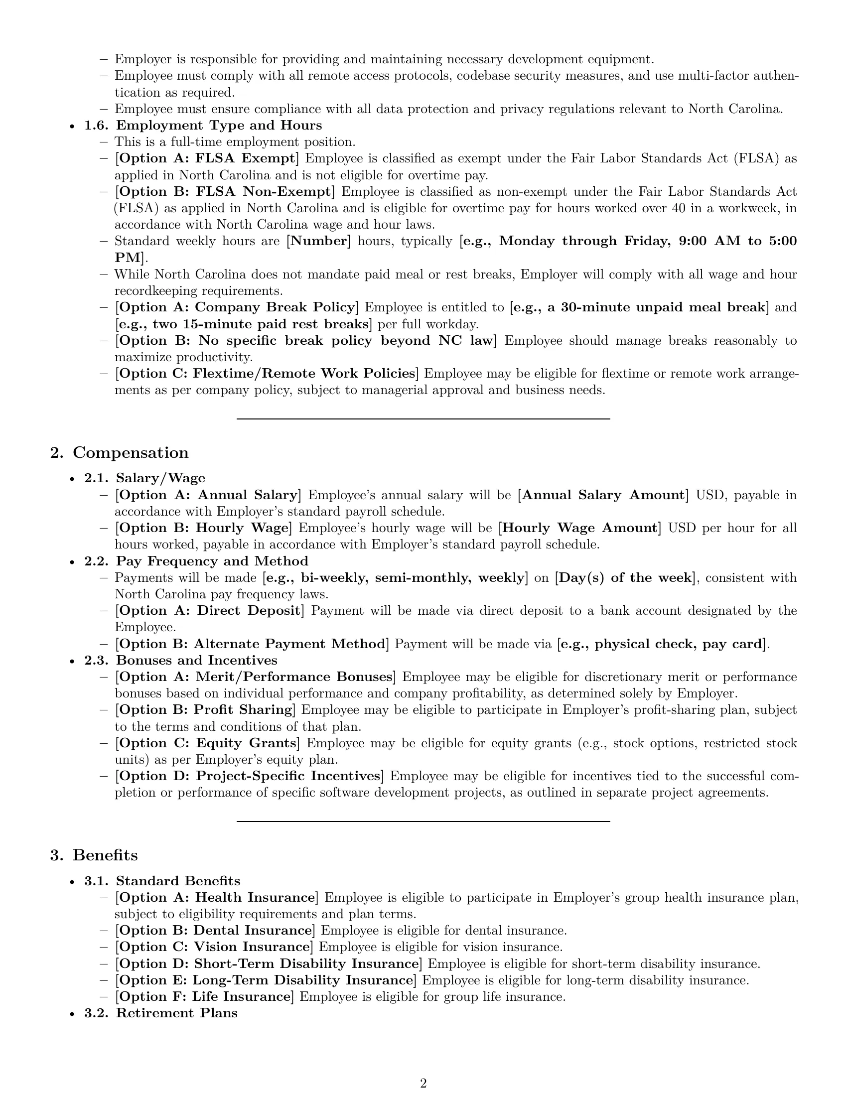 Preview page 2 of Pro North Carolina software developer employment contract template