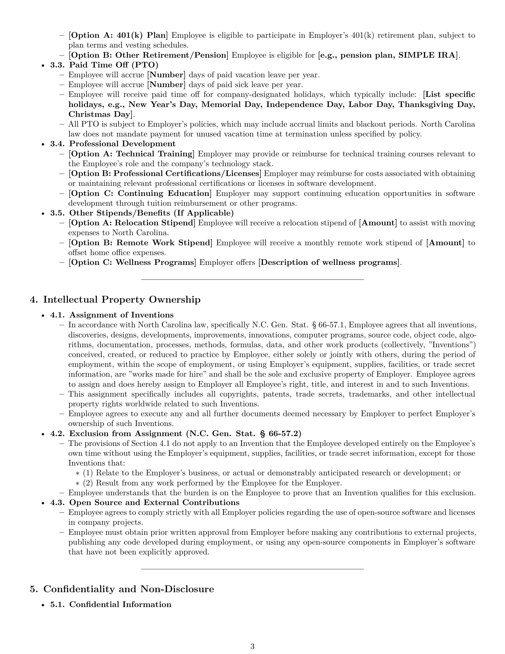 Preview page 3 of Pro North Carolina software developer employment contract template