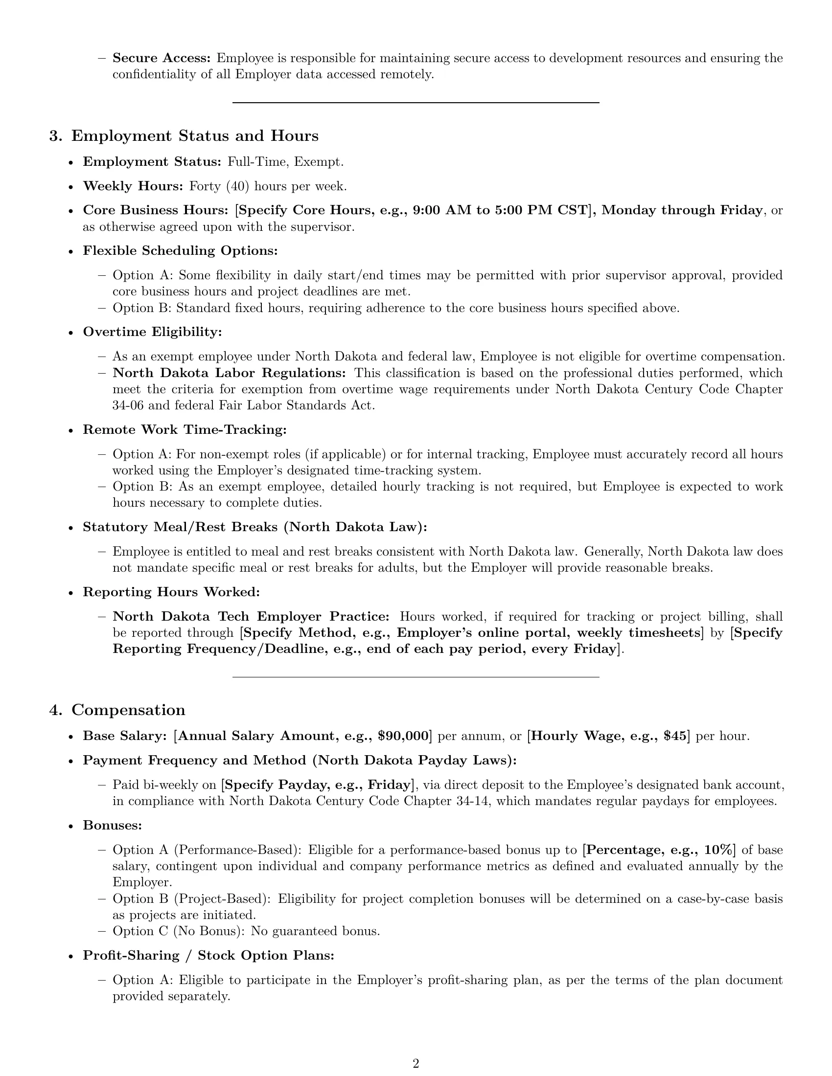 Preview page 2 of Pro North Dakota software developer employment contract template