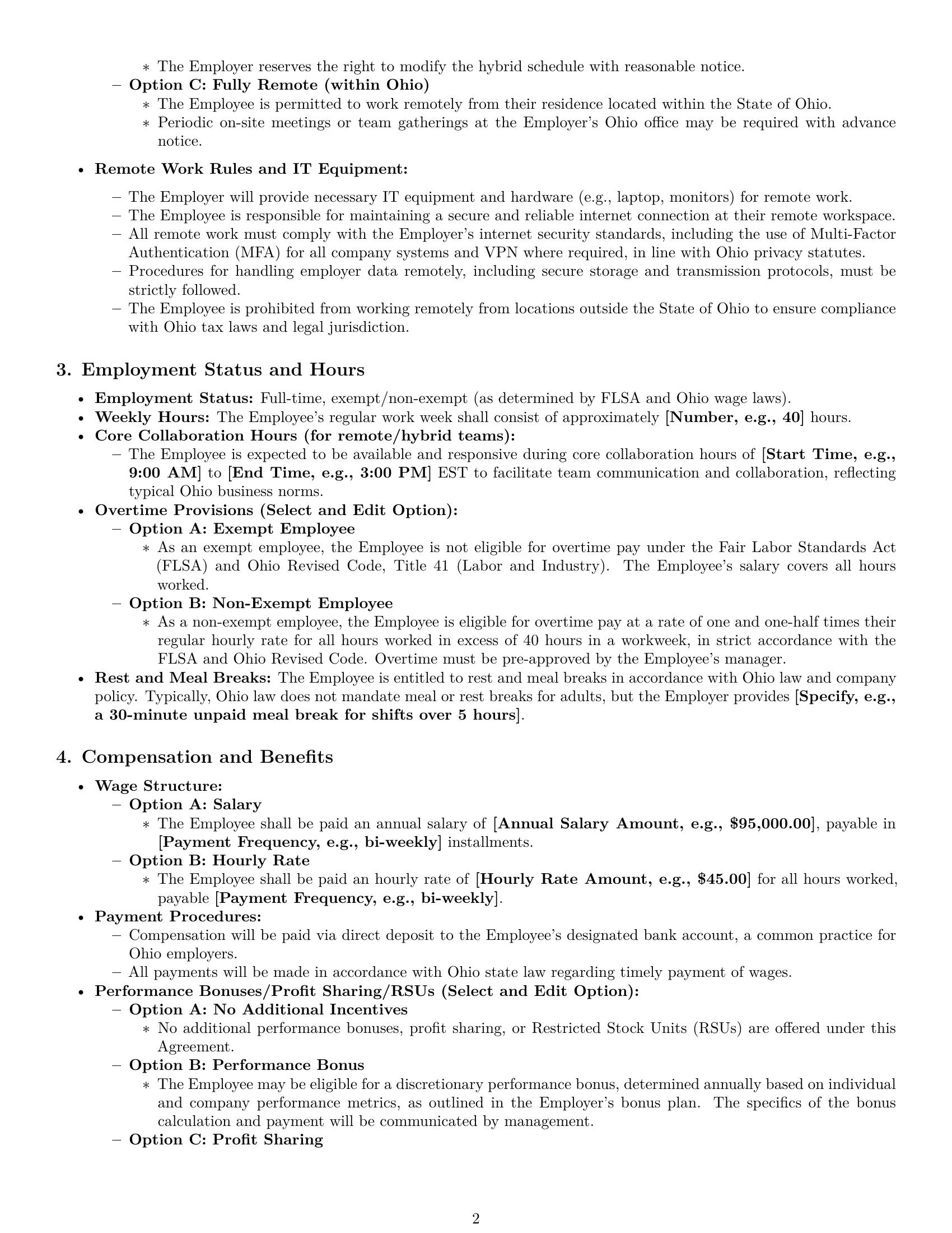 Preview page 2 of Pro Ohio software developer employment contract template