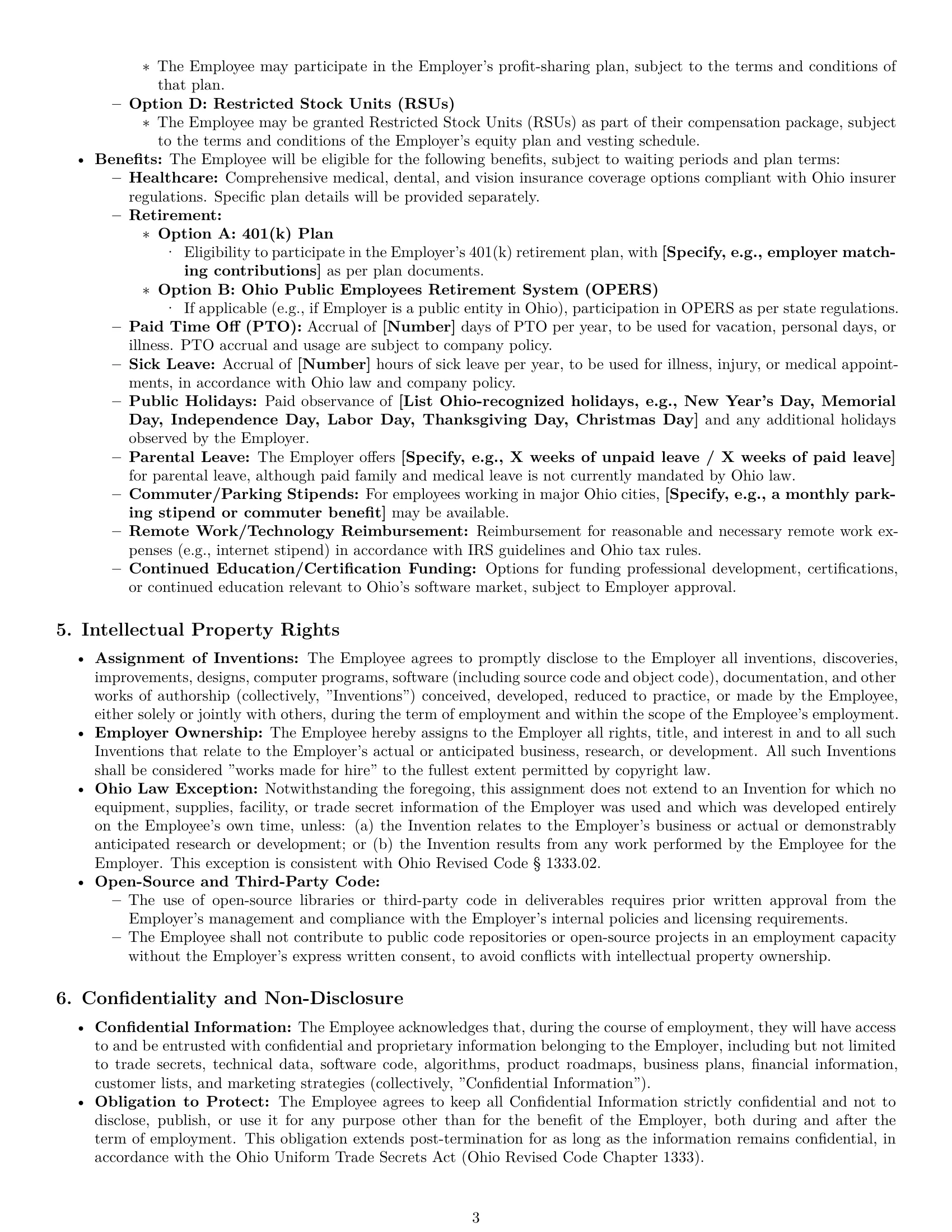 Preview page 3 of Pro Ohio software developer employment contract template