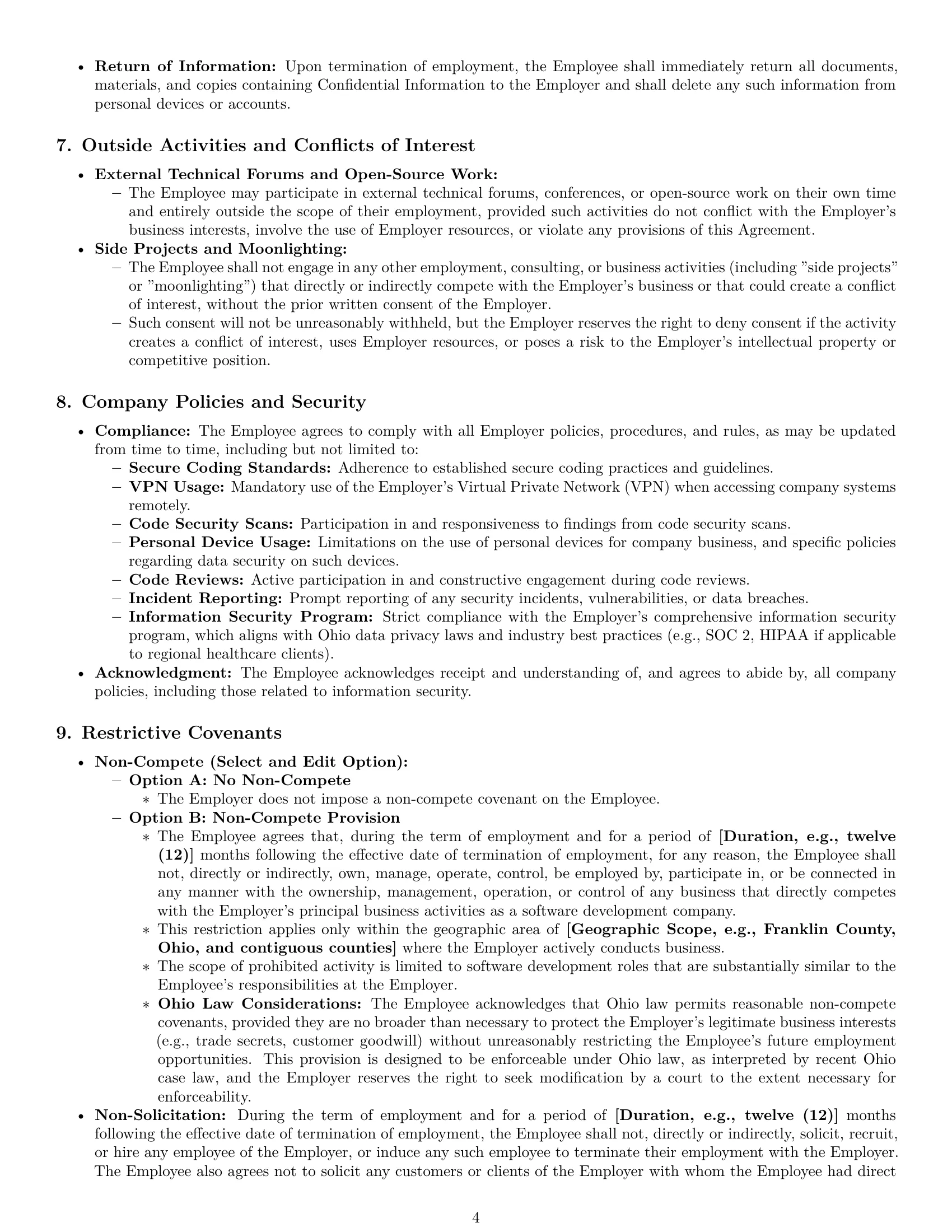 Preview page 4 of Pro Ohio software developer employment contract template